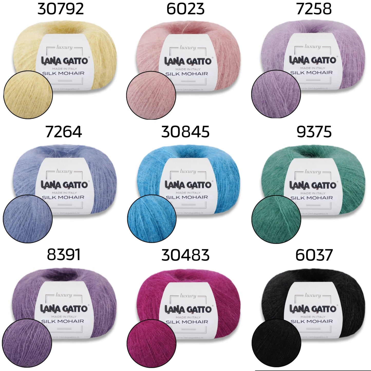 Lana Gatto Silk Mohair, 17 colors, 0.88 oz / 232 yds