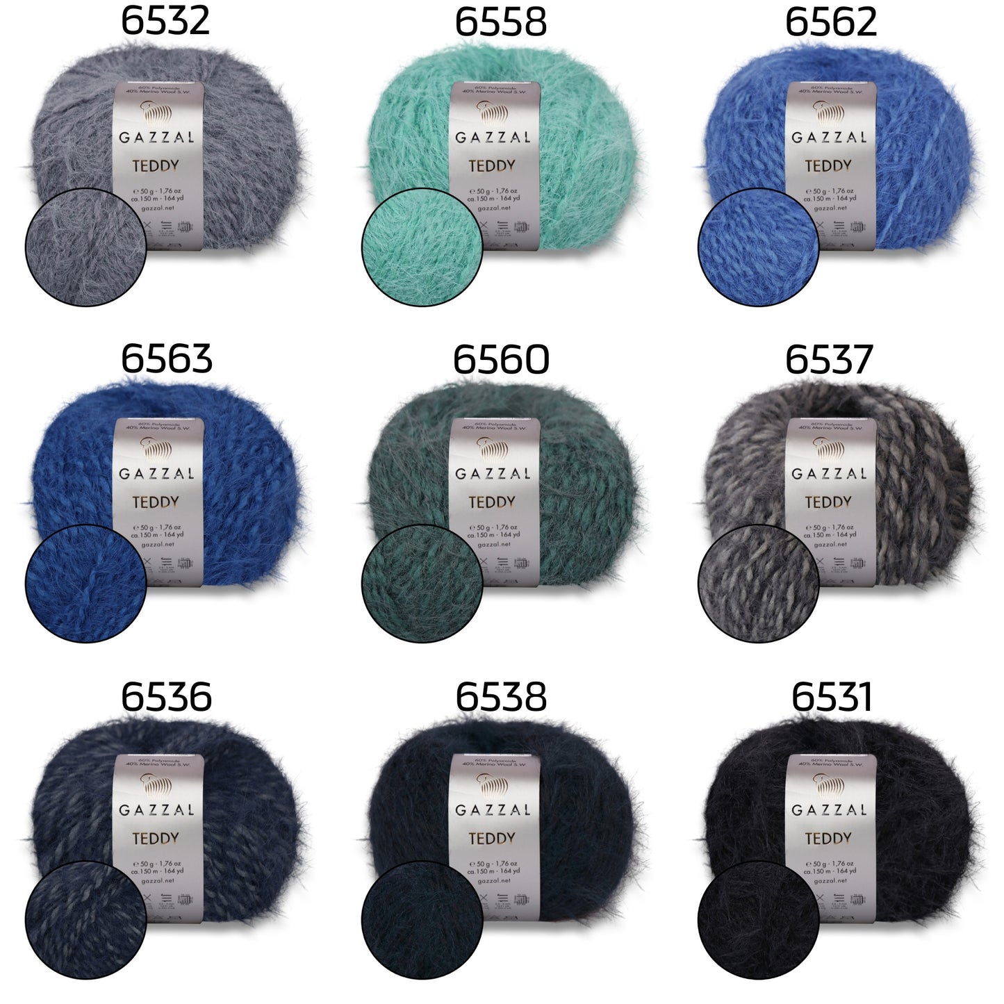Gazzal Teddy, 26 colors, 1.76 oz / 164 yds
