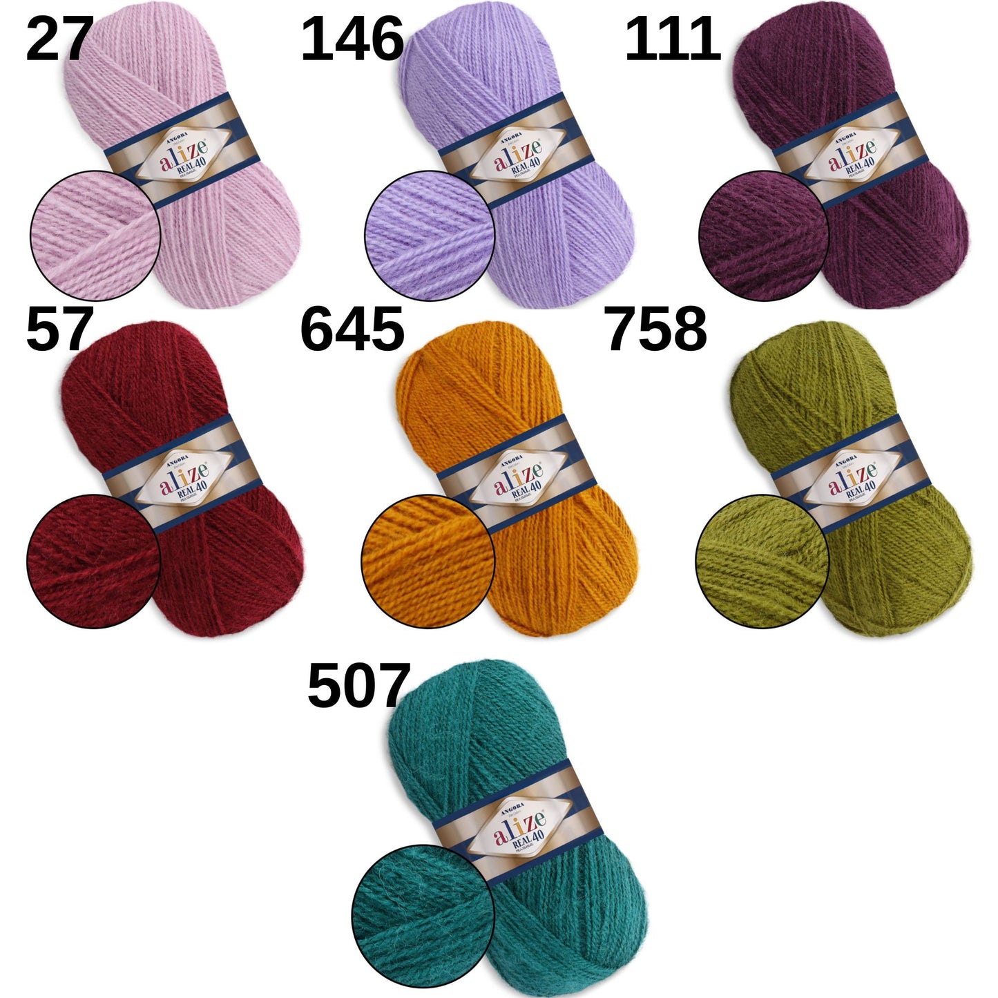 Alize Angora Real 40, 36 colors, 3.5 oz / 525 yds