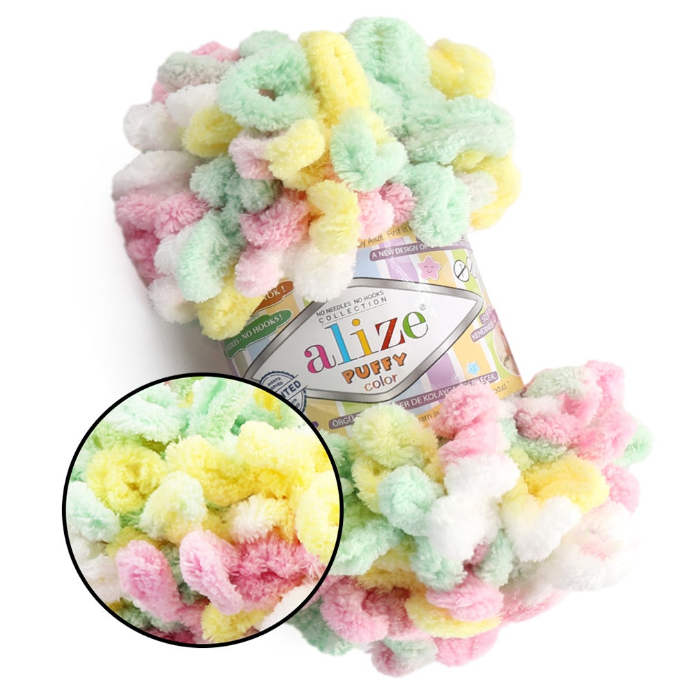 Alize Puffy Color, 50 Colors, Chenille Loop Yarn, 3.52 oz / 9.8 yards