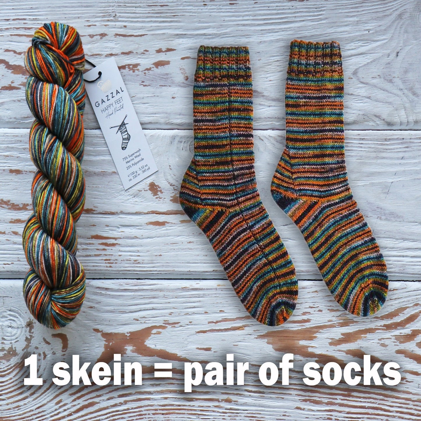Sock Yarn Gazzal Happy Feet, 16 Colors, 3.52 oz / 437 yards