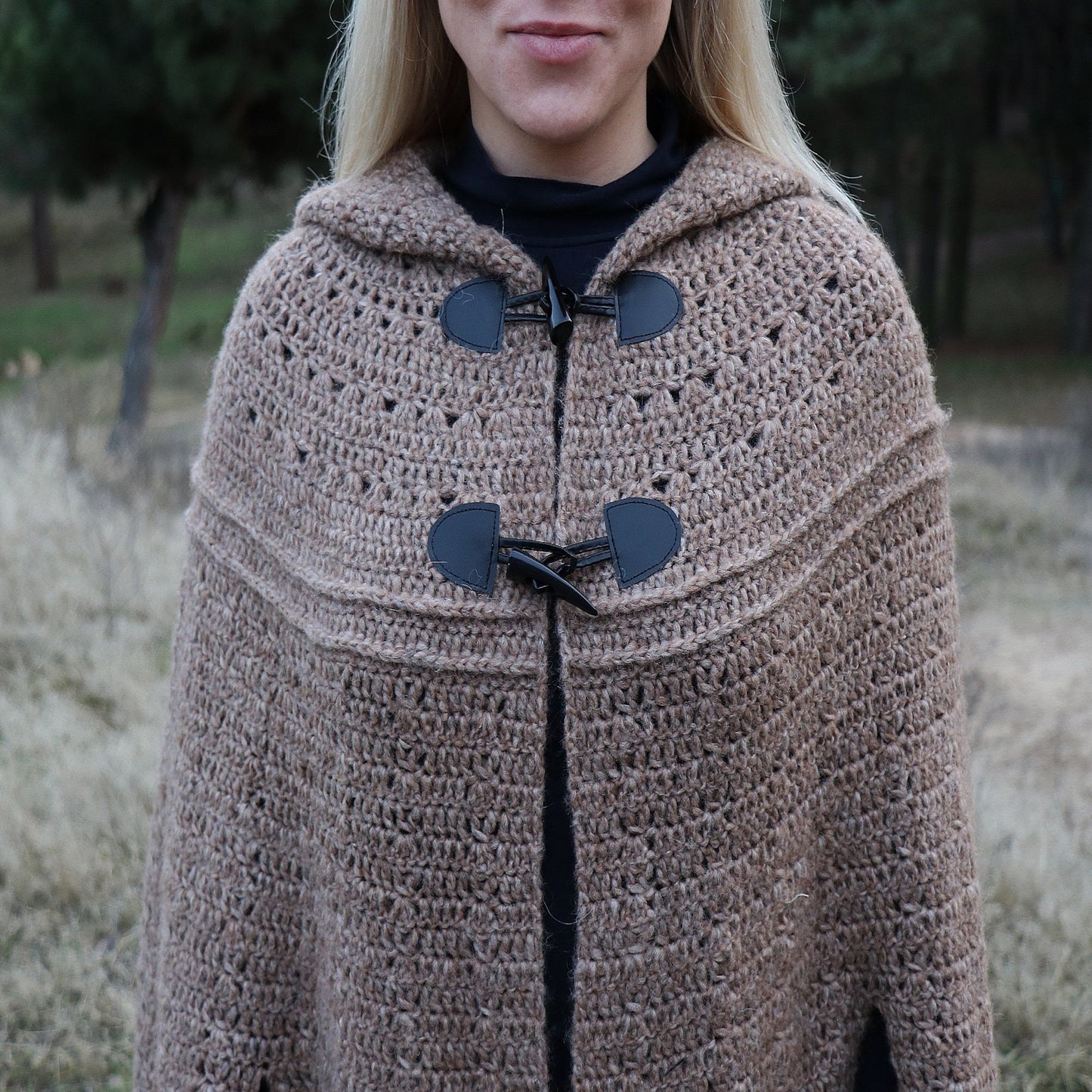 Crochet pattern Long hooded Cape, US standard terms, Skill level beginner
