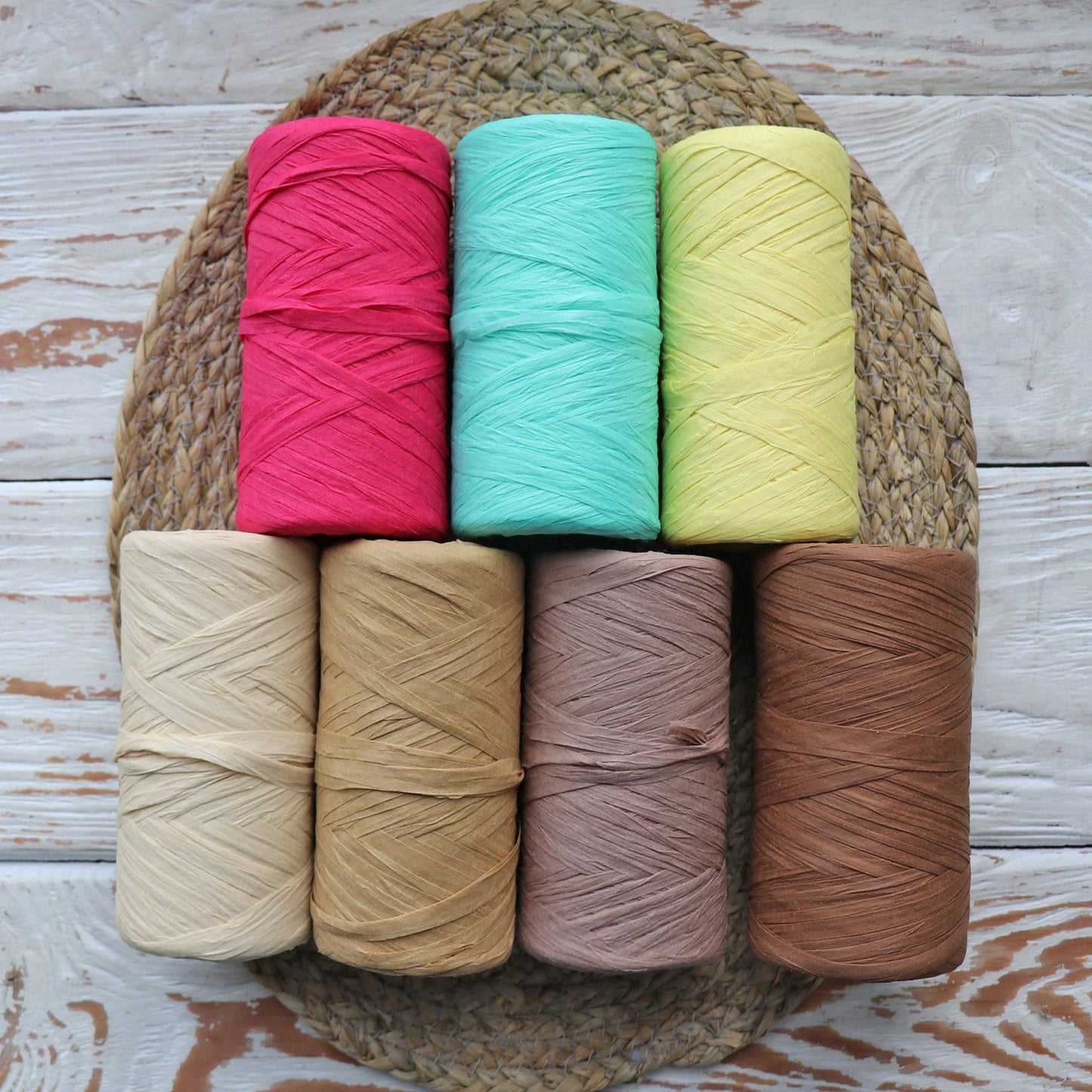 Premium Yarn Raffia Organic, 15 colors, 5.2 oz / 251 yards
