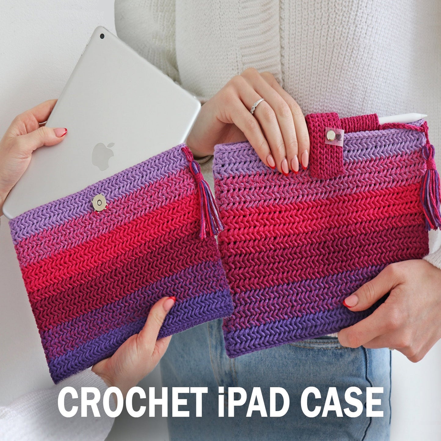 Crochet pattern Laptop Case, US standard terms, Skill level beginner