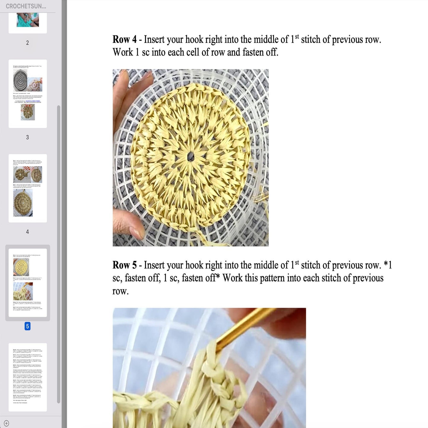 Crochet pattern Sun Hat, US standard terms, Skill level beginner
