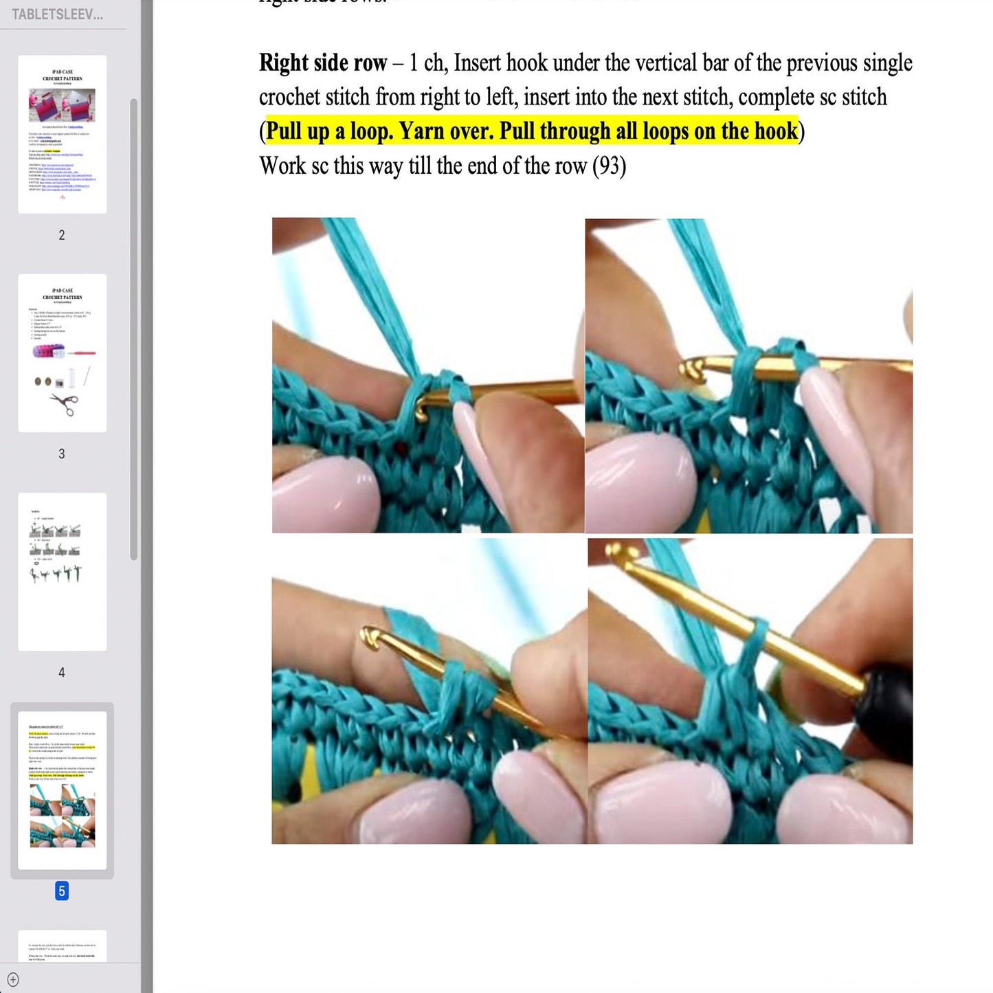 Crochet pattern Laptop Case, US standard terms, Skill level beginner