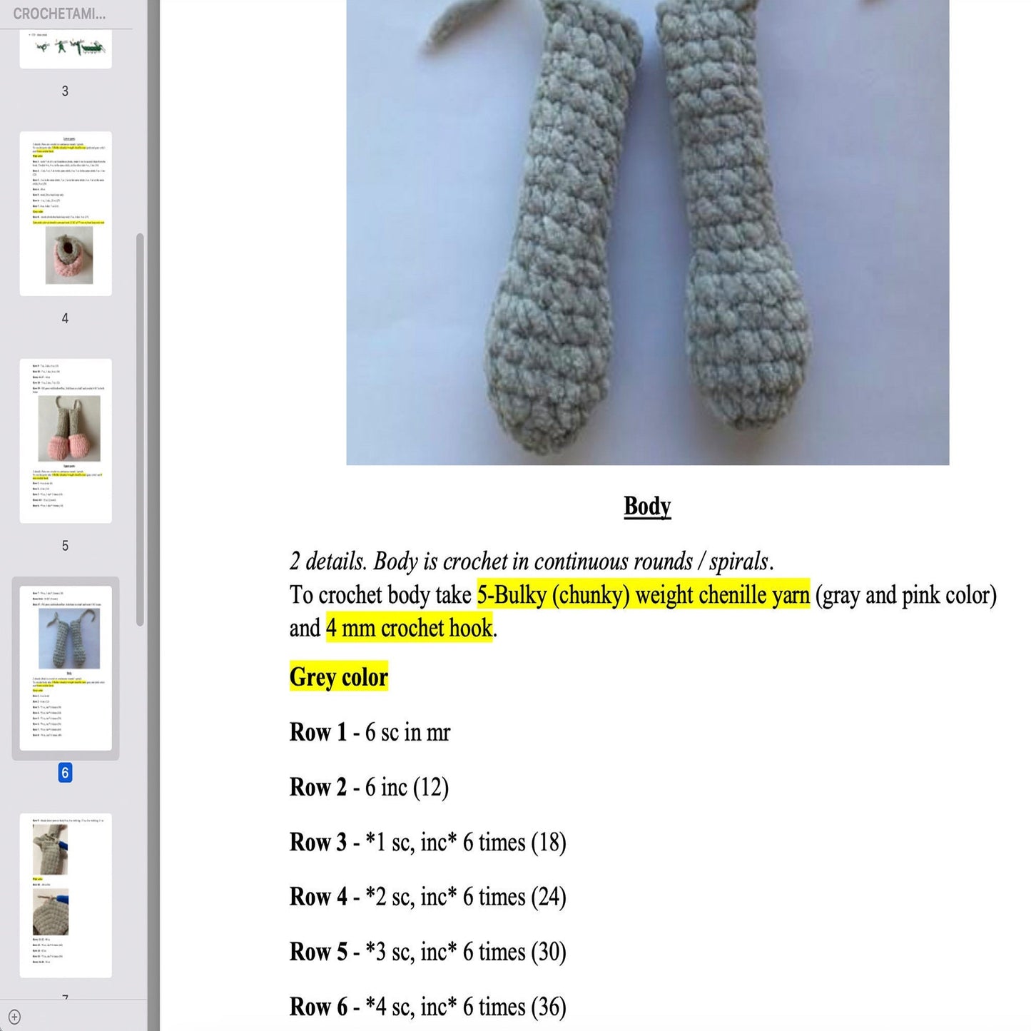 Crochet pattern Bunny, US standard terms, Skill level beginner