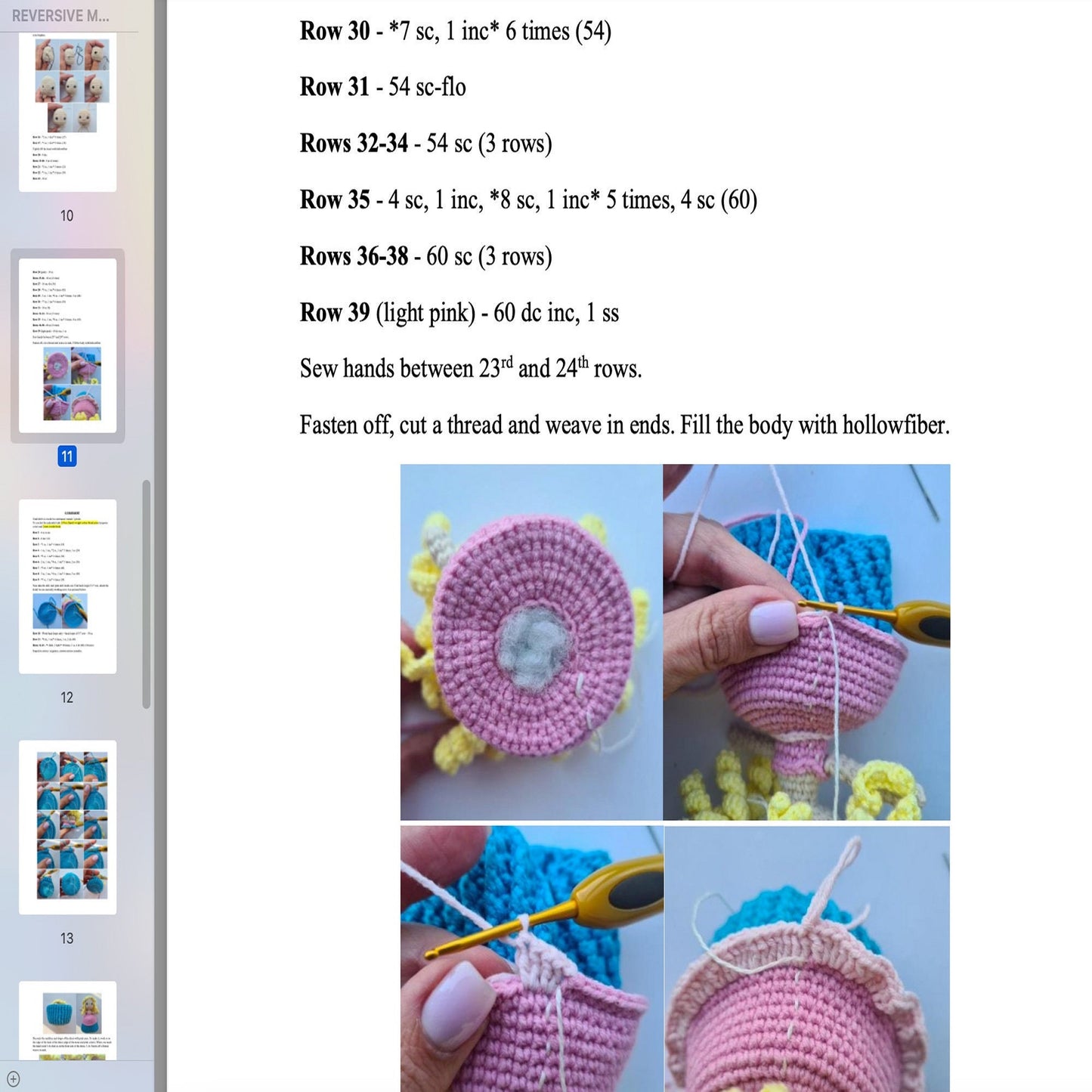 Crochet Reversible Princess and Muffin pattern, US standard terms, Skill level beginner
