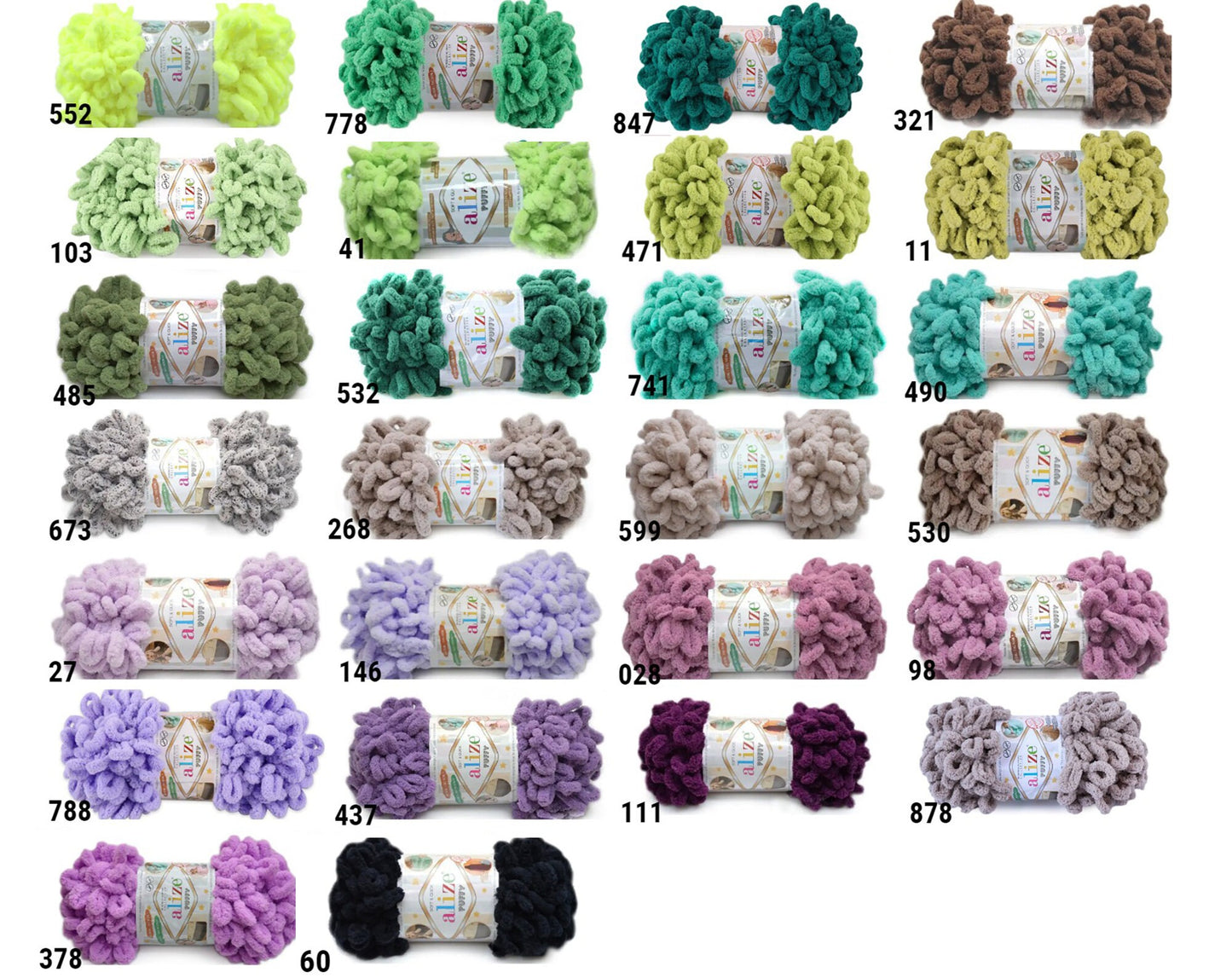 ALIZE PUFFY - 82 COLORS, Chenille Yarn, Loop Yarn, Amigurumi Yarn, Finger Knitting, Baby Chenille Wool Yarn, Baby Blanket Yarn, Fluffy Yarn