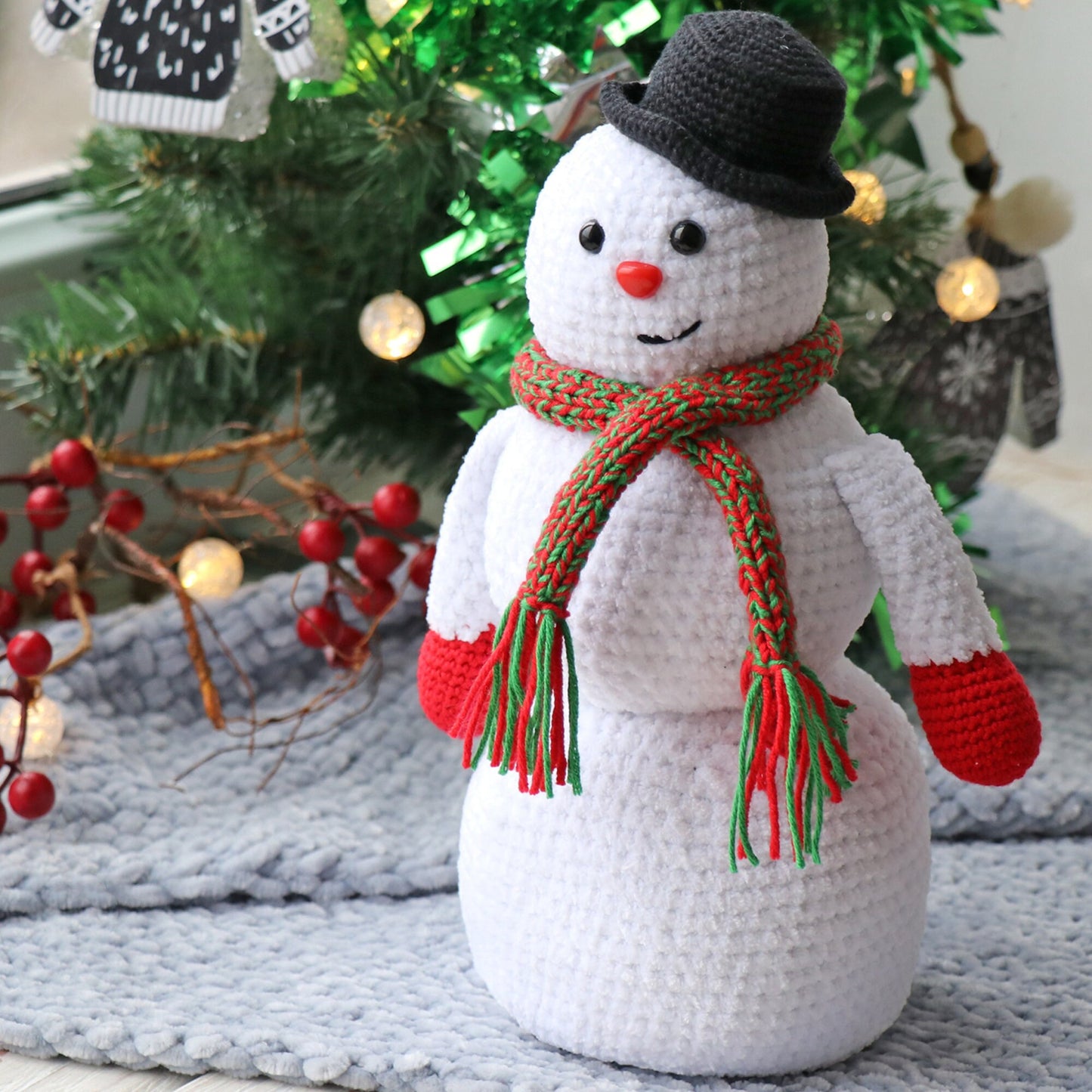 Crochet pattern Snowman, US standard terms, Skill level beginner