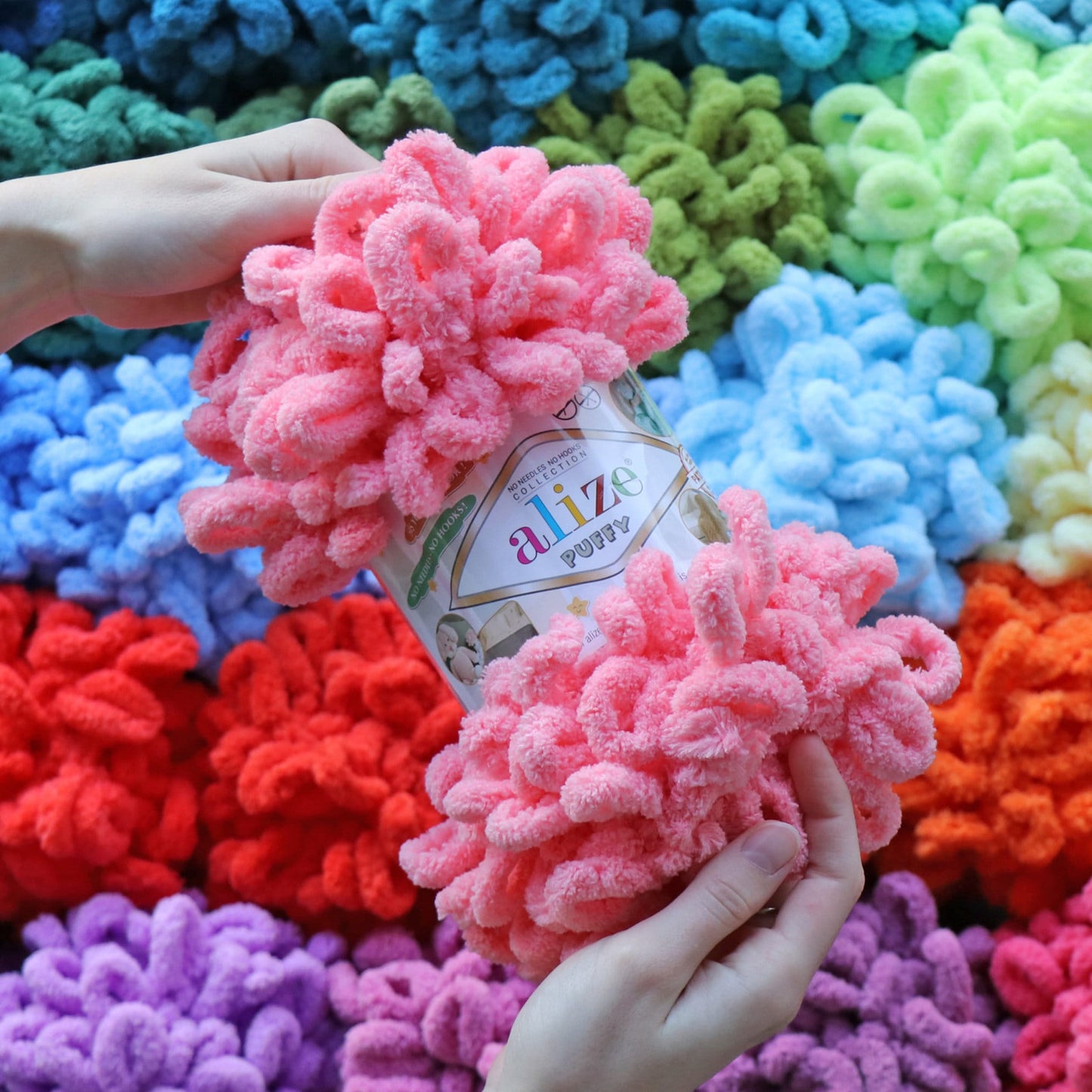 ALIZE PUFFY - 82 COLORS, Chenille Yarn, Loop Yarn, Amigurumi Yarn, Finger Knitting, Baby Chenille Wool Yarn, Baby Blanket Yarn, Fluffy Yarn