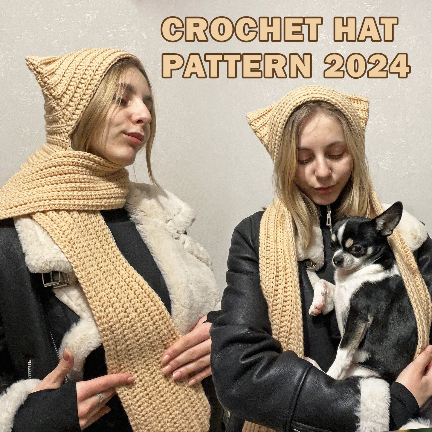 Cute Kitty HAT-SCARF Pdf Crochet Pattern, Size: S-XL Easy Crochet Pattern, Crochet Hat Pattern, Crochet Scarf Pattern, Baby Crochet Hat