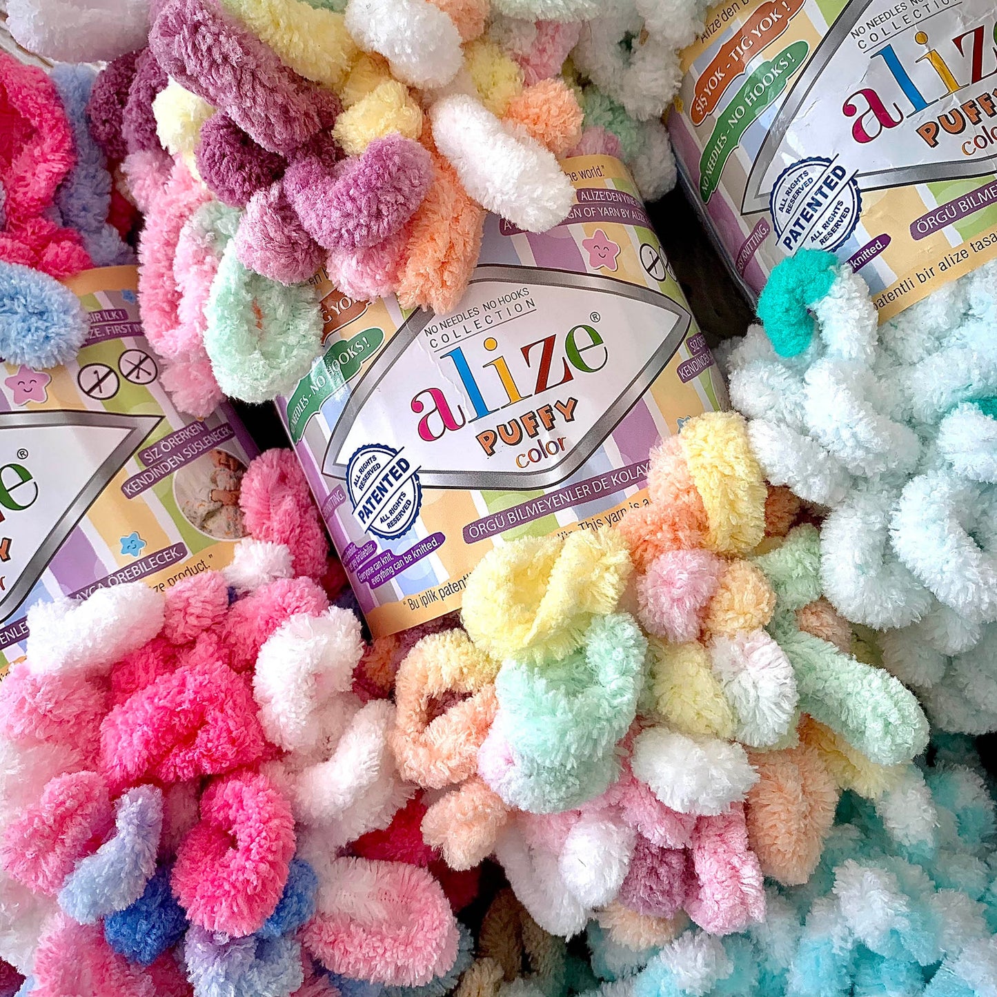 ALIZE PUFFY COLOR - 50 Colors, Chenille Yarn, Loop Yarn, Amigurumi Yarn, Finger Knitting, Baby Chenille Yarn, Baby Blanket Yarn, Fluffy Yarn