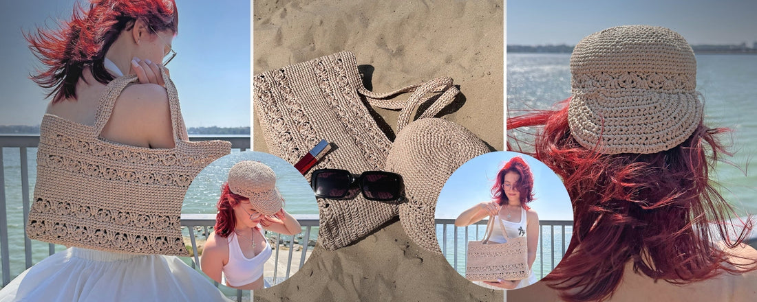 Crochet Pattern for Raffia Baseball Cap Tote Bag
