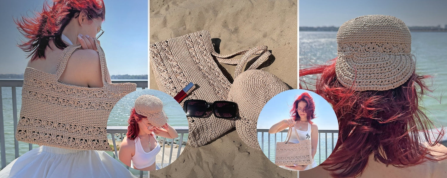 Crochet Pattern for Raffia Baseball Cap Tote Bag