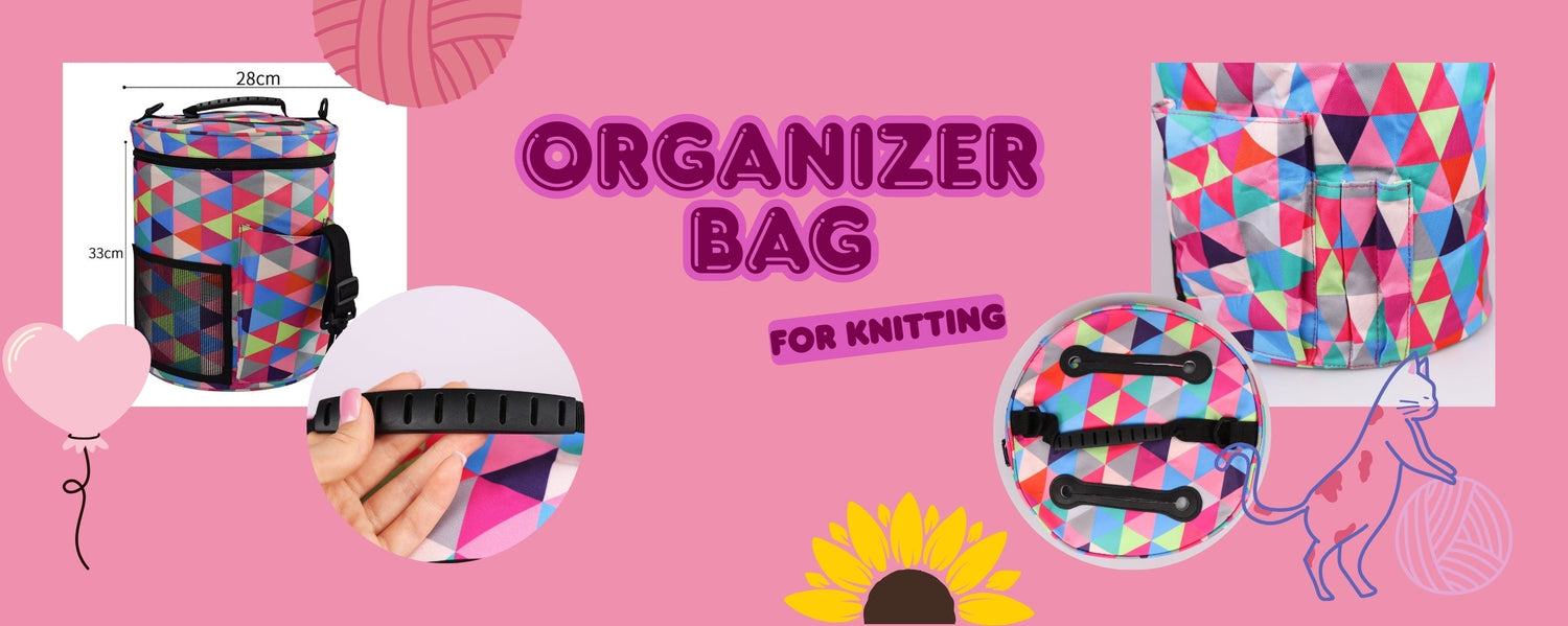 Organizer bag for knitting, Triangles, 28*28*33 cm