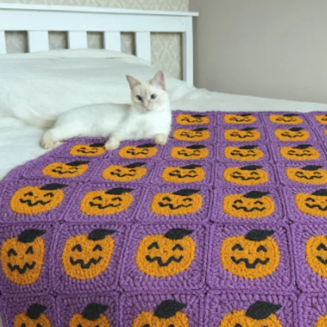 🎃 Halloween Granny Square with a Pumpkin (English, US-adapted)