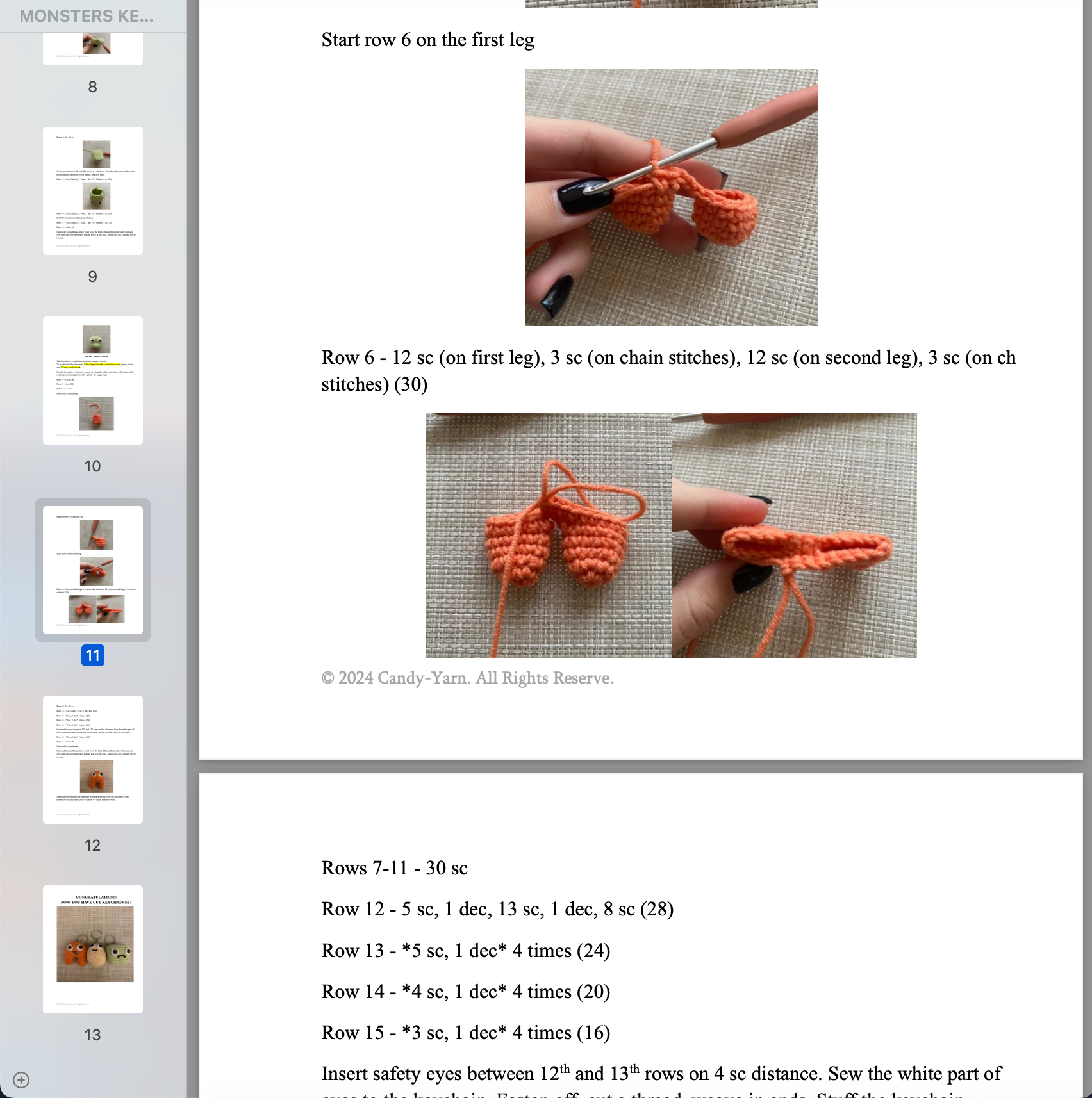 MONSTERS KEYCHAIN 3-IN-1 Crochet Pattern (skill level Beginner)