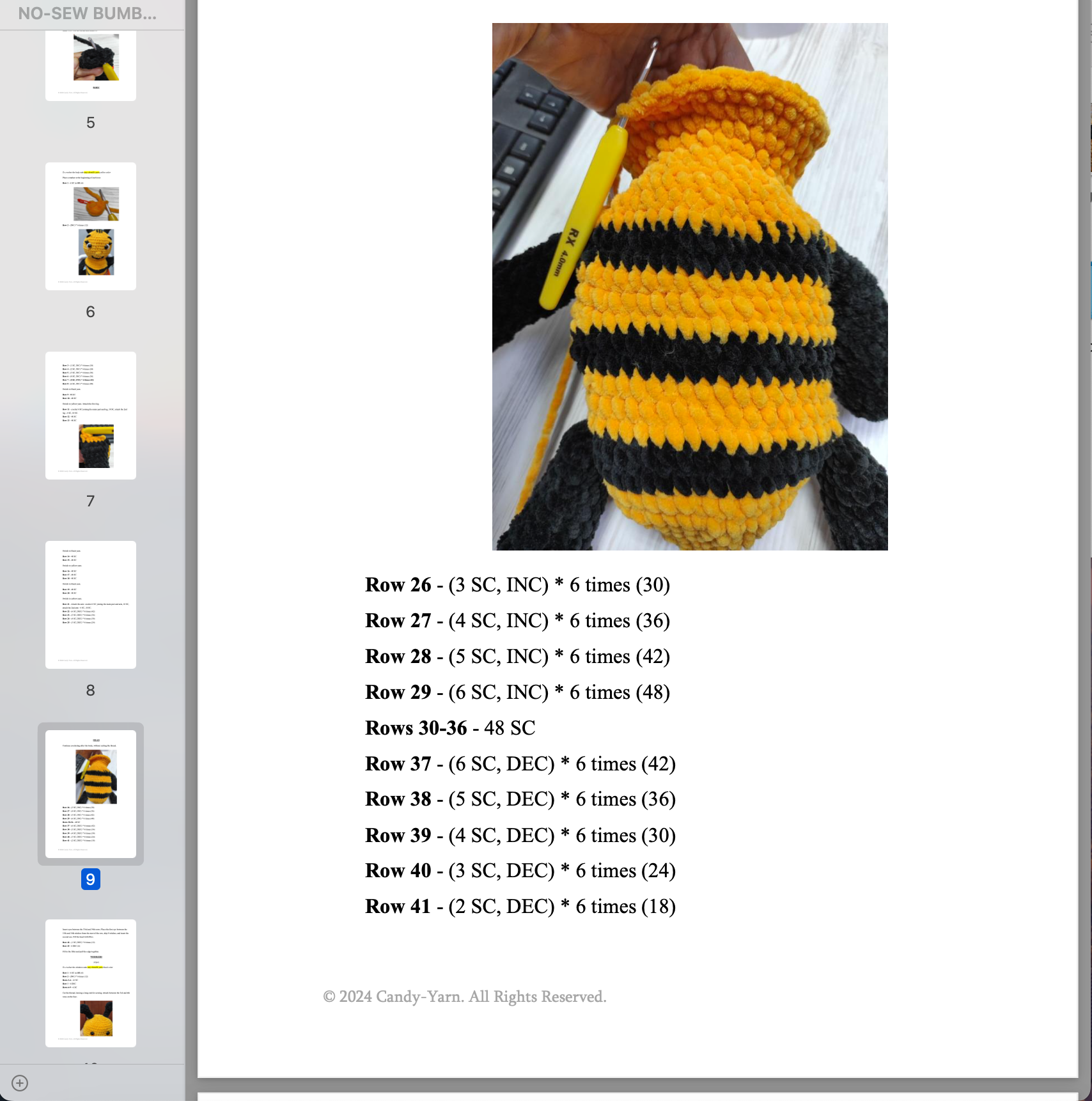 CUTE BUMBLEBEE Crochet Pattern (skill level Beginner)