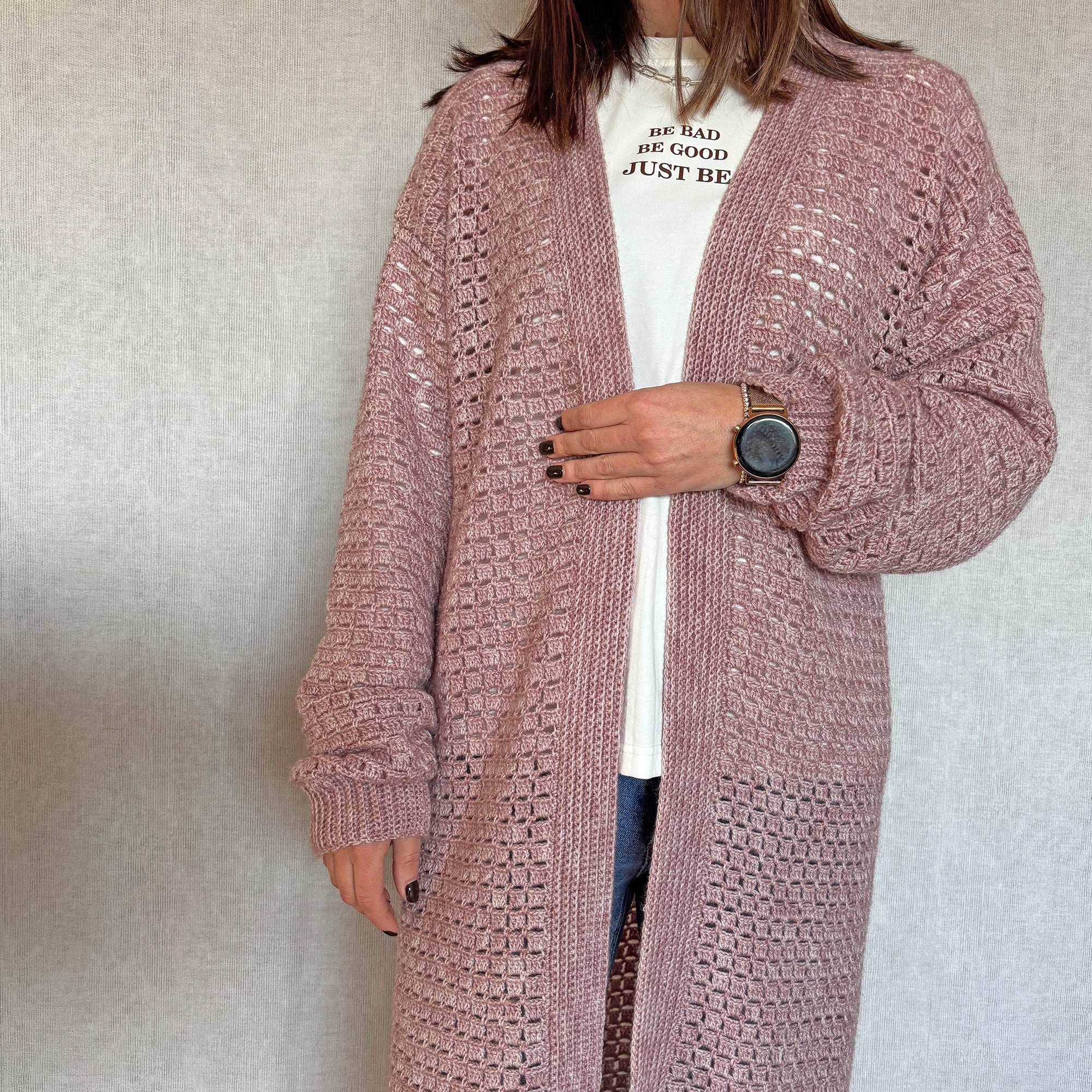 Pink Mist Cardigan Crochet Kit (skill level Intermediate)