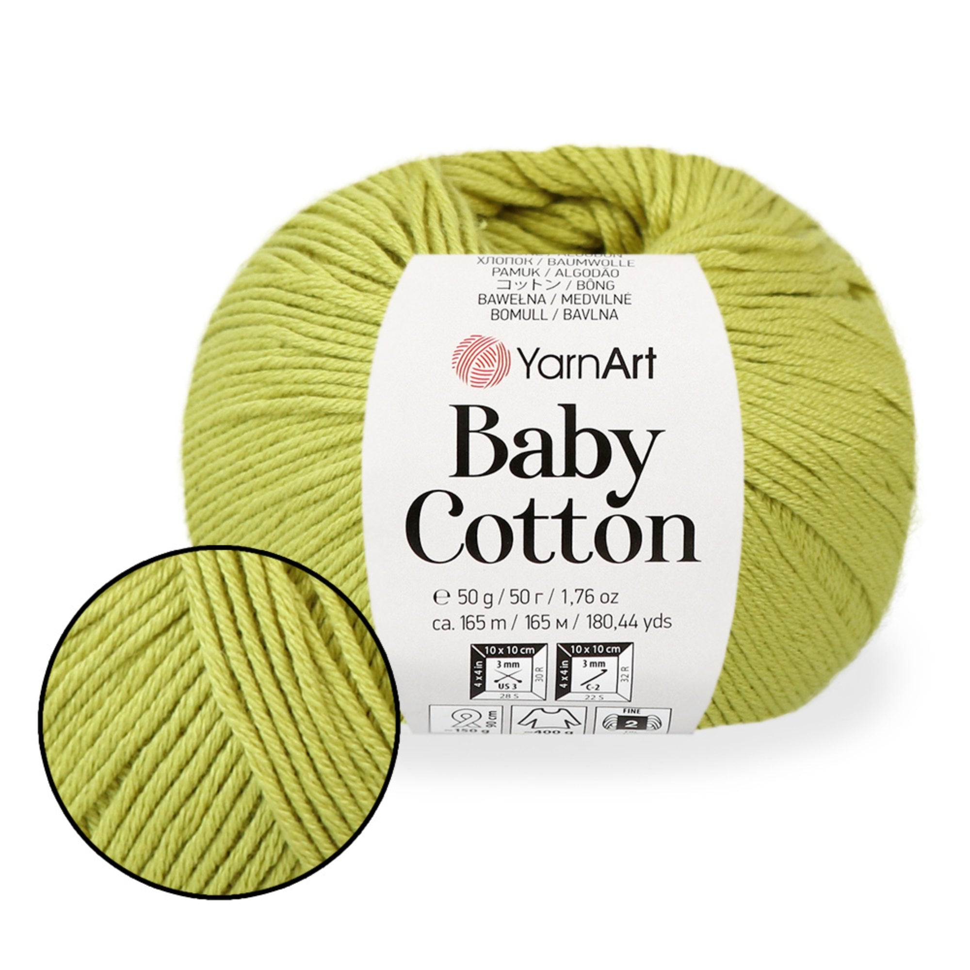 Yarnart Baby Cotton, 13 colors, 1.76 oz / 180 yds