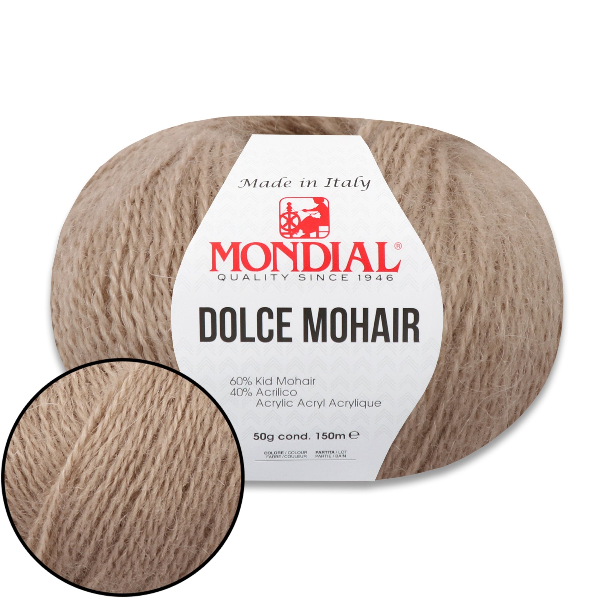 Mondial Dolce Mohair, 27 colors, 1.76 oz / 164 yds