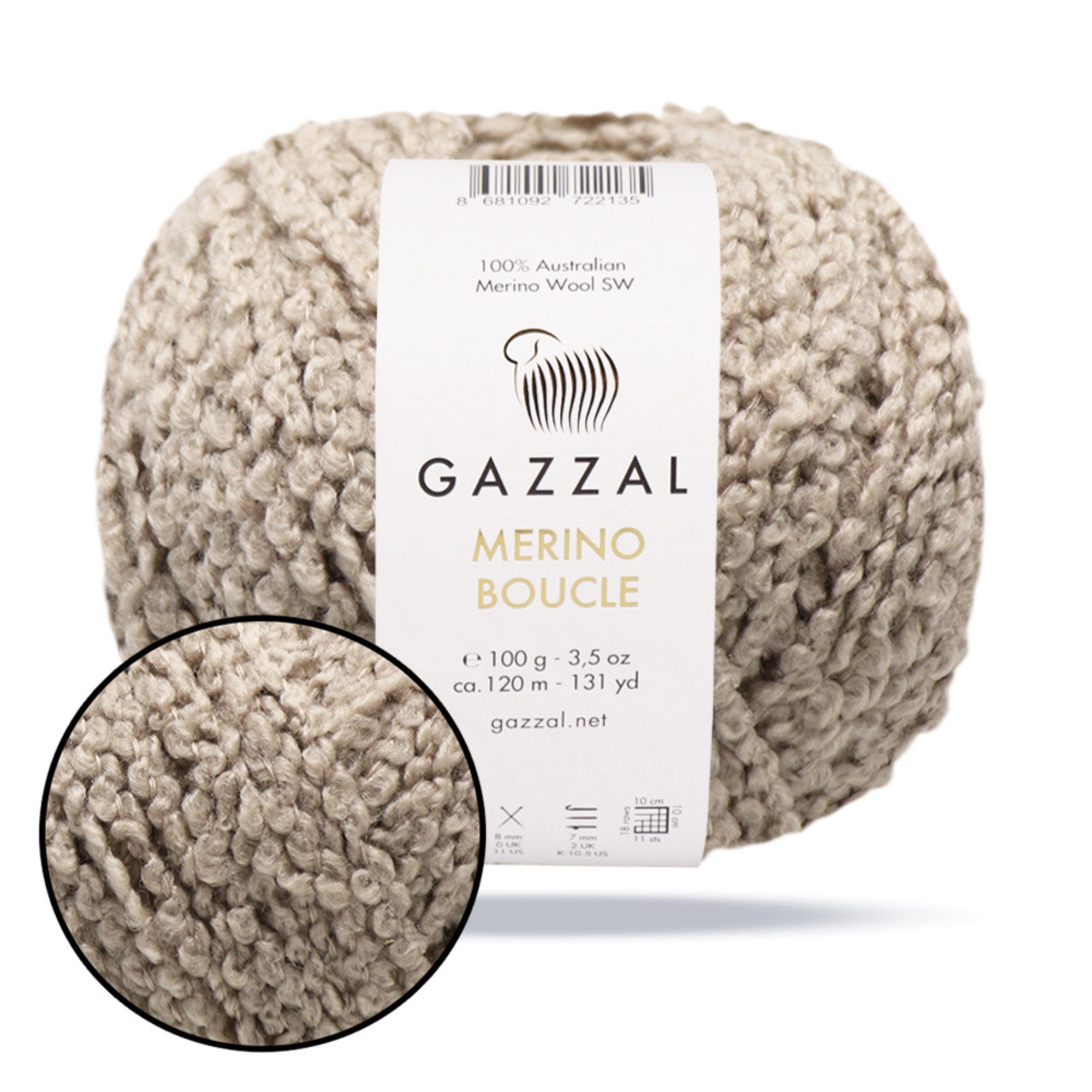 Gazzal Merino Boucle, 6 colors, 3.53 oz / 131 yds