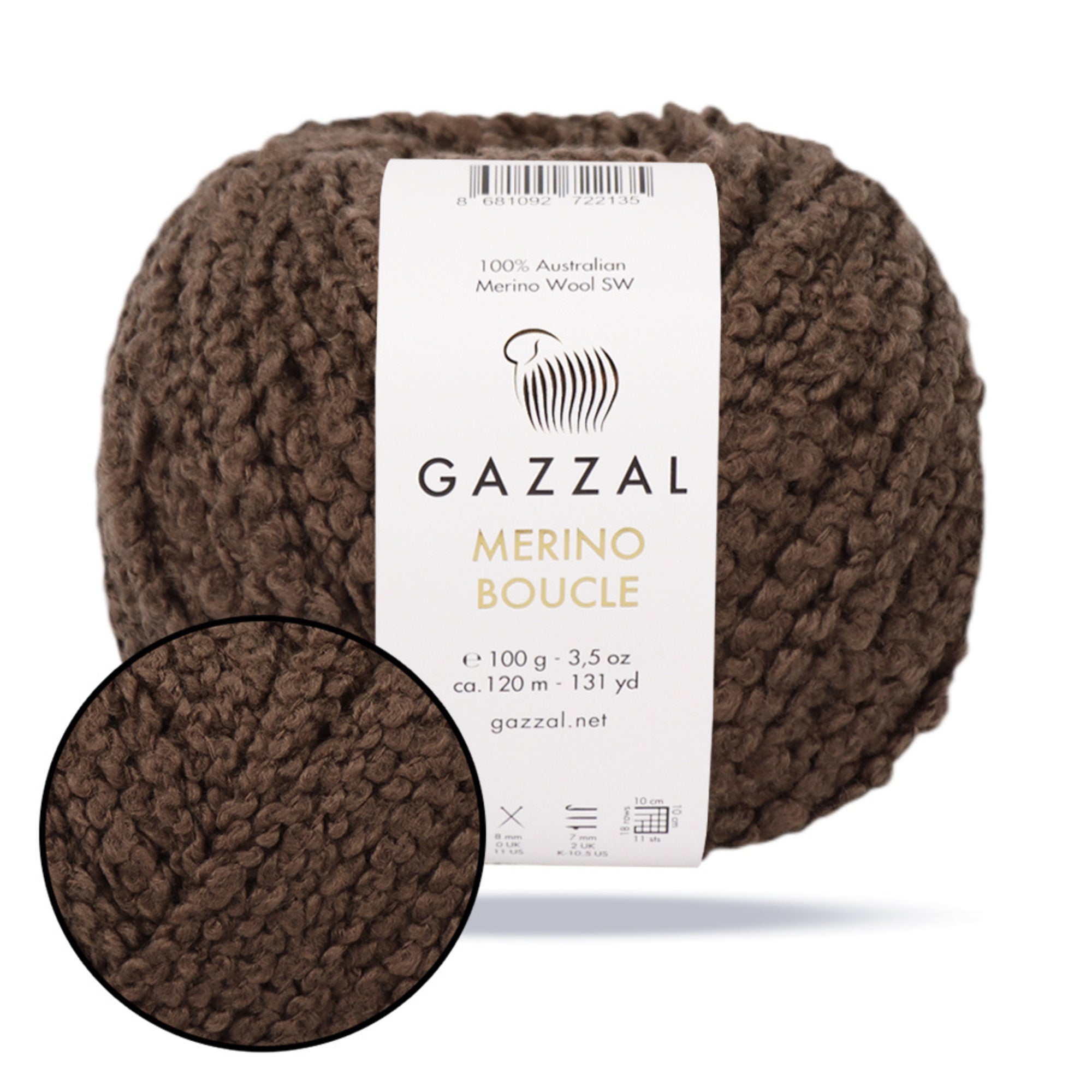 Gazzal Merino Boucle, 6 colors, 3.53 oz / 131 yds