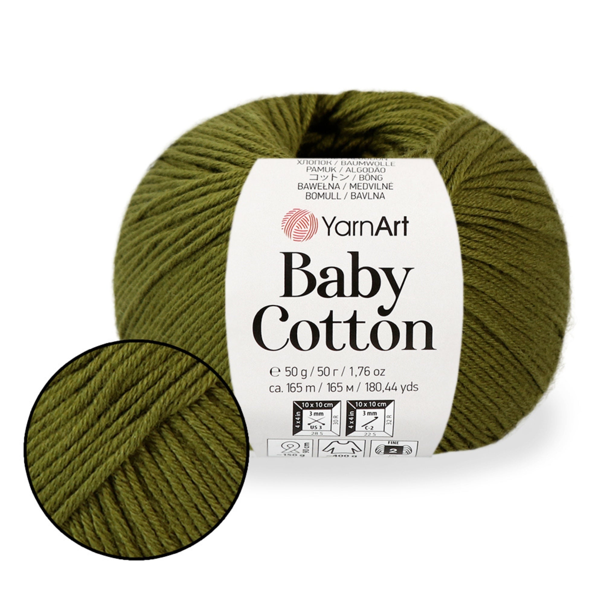 Yarnart Baby Cotton, 13 colors, 1.76 oz / 180 yds