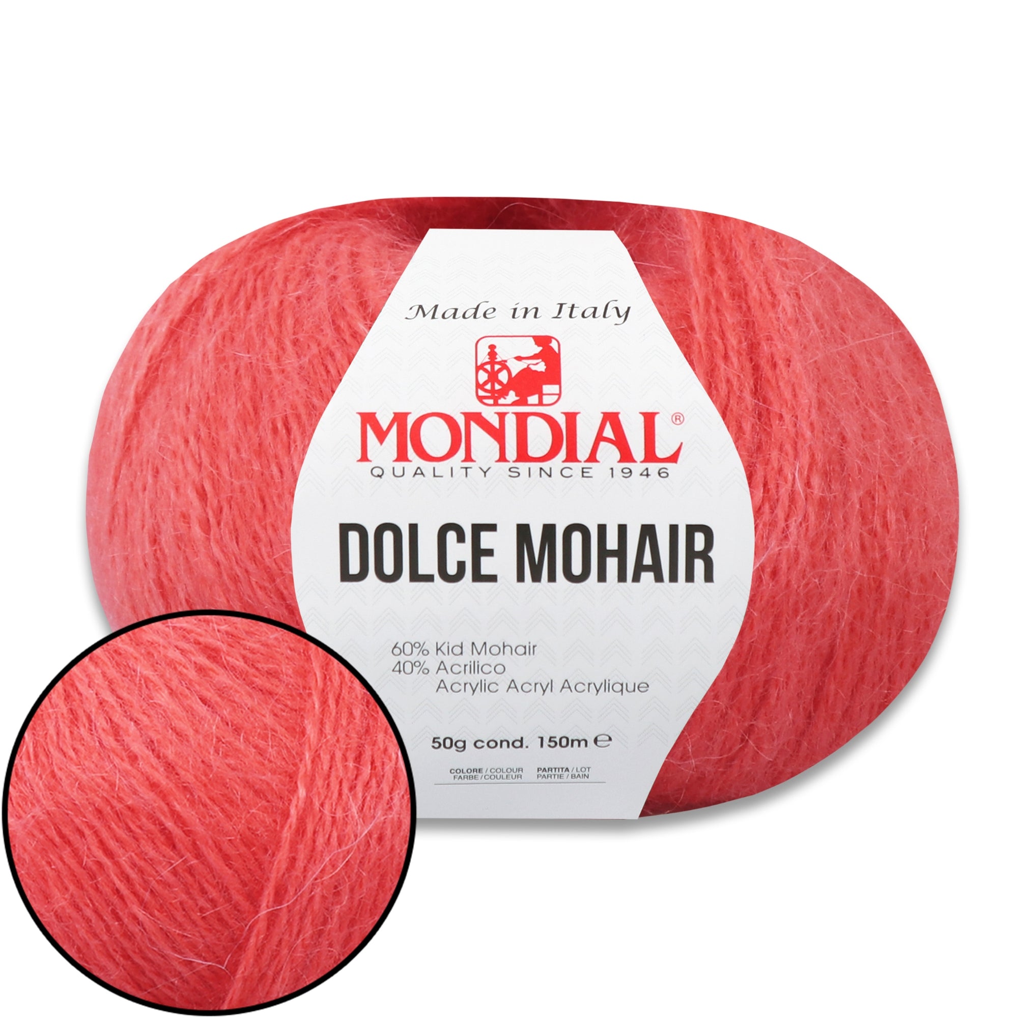Mondial Dolce Mohair, 27 colors, 1.76 oz / 164 yds