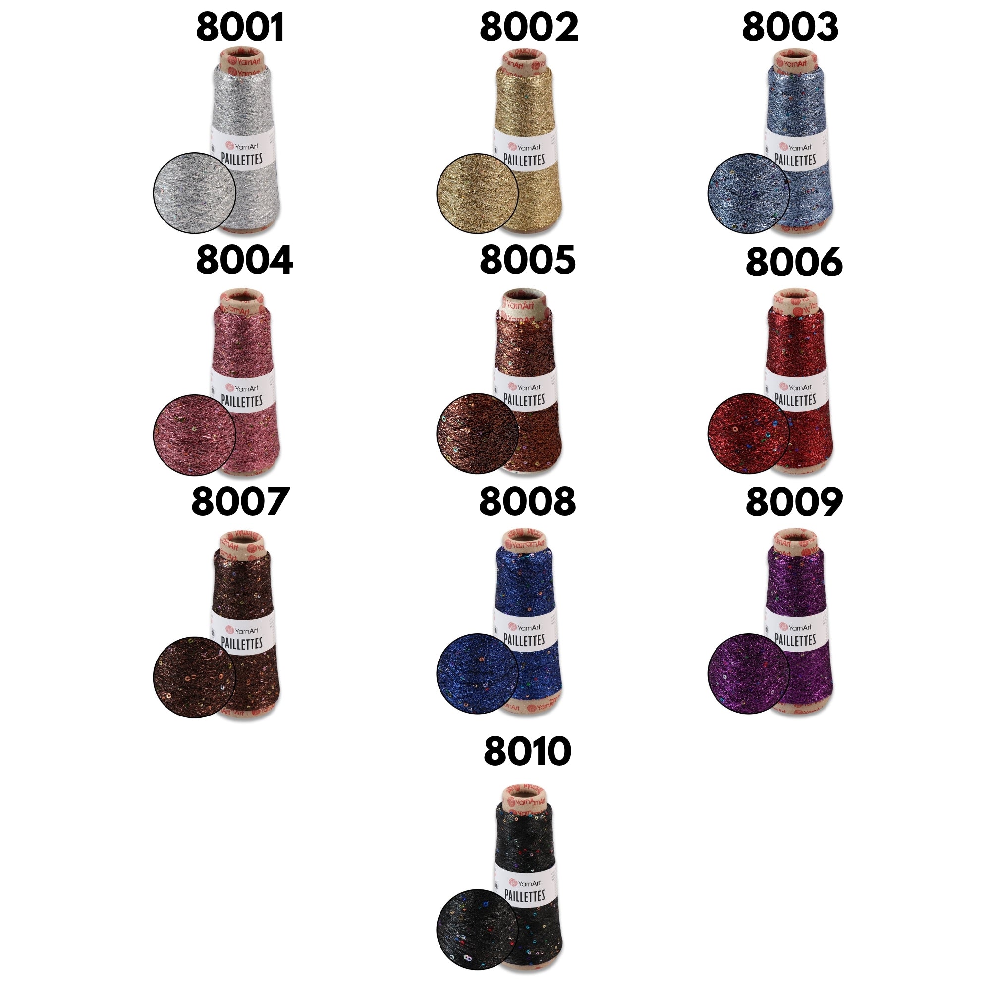 YarnArt Paillettes, 10 colors, 1.76 oz / 207 yds