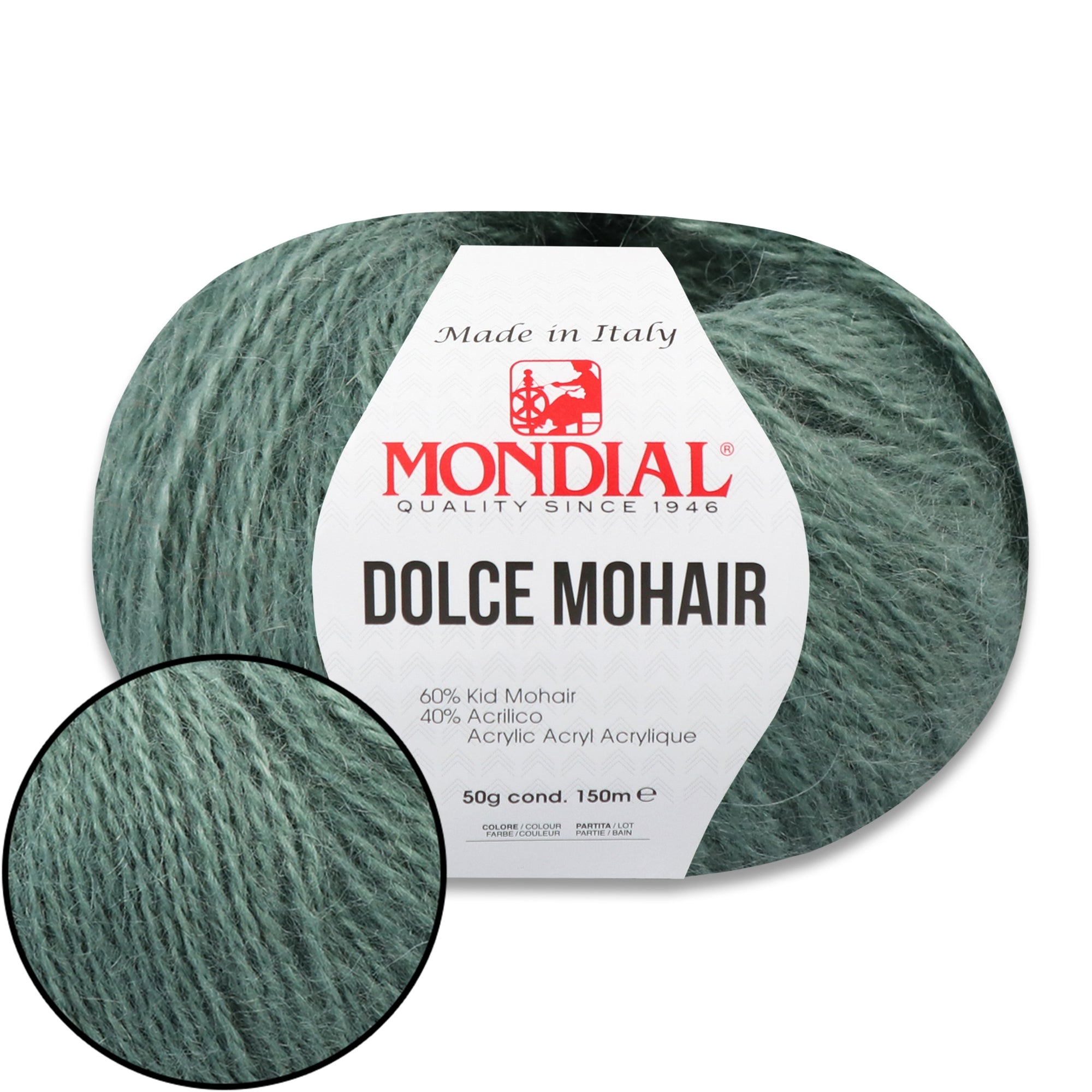 Mondial Dolce Mohair, 27 colors, 1.76 oz / 164 yds
