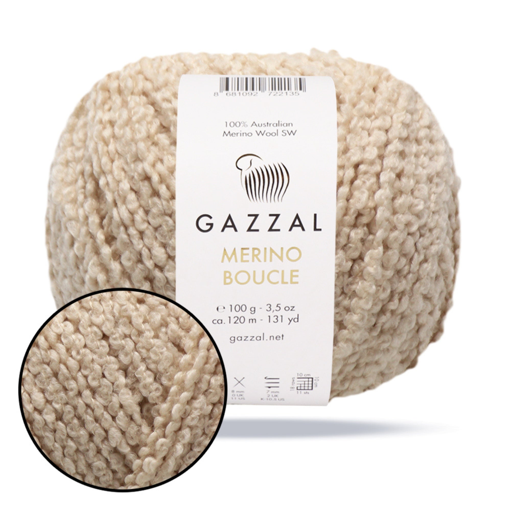 Gazzal Merino Boucle, 6 colors, 3.53 oz / 131 yds