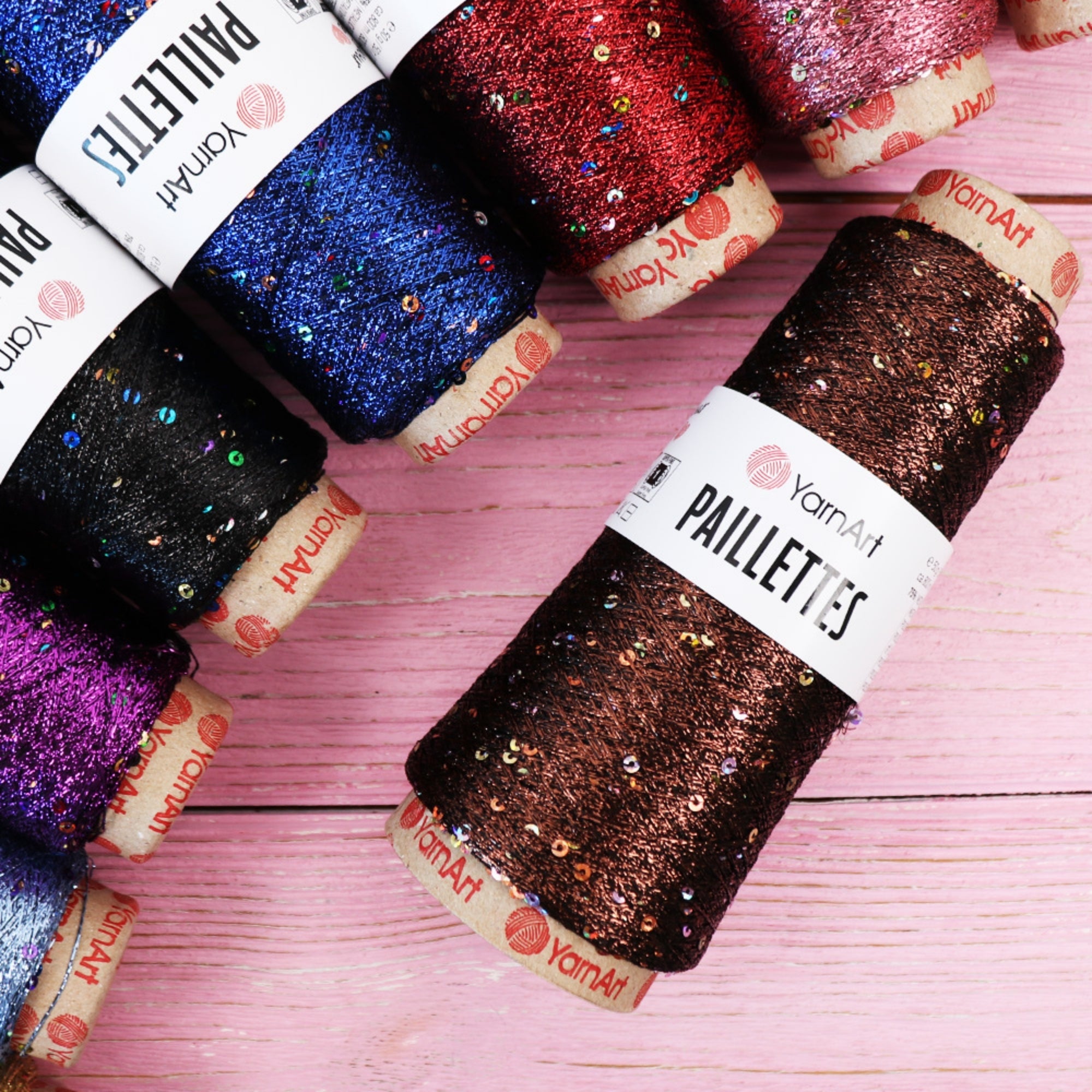 YarnArt Paillettes, 10 colors, 1.76 oz / 207 yds