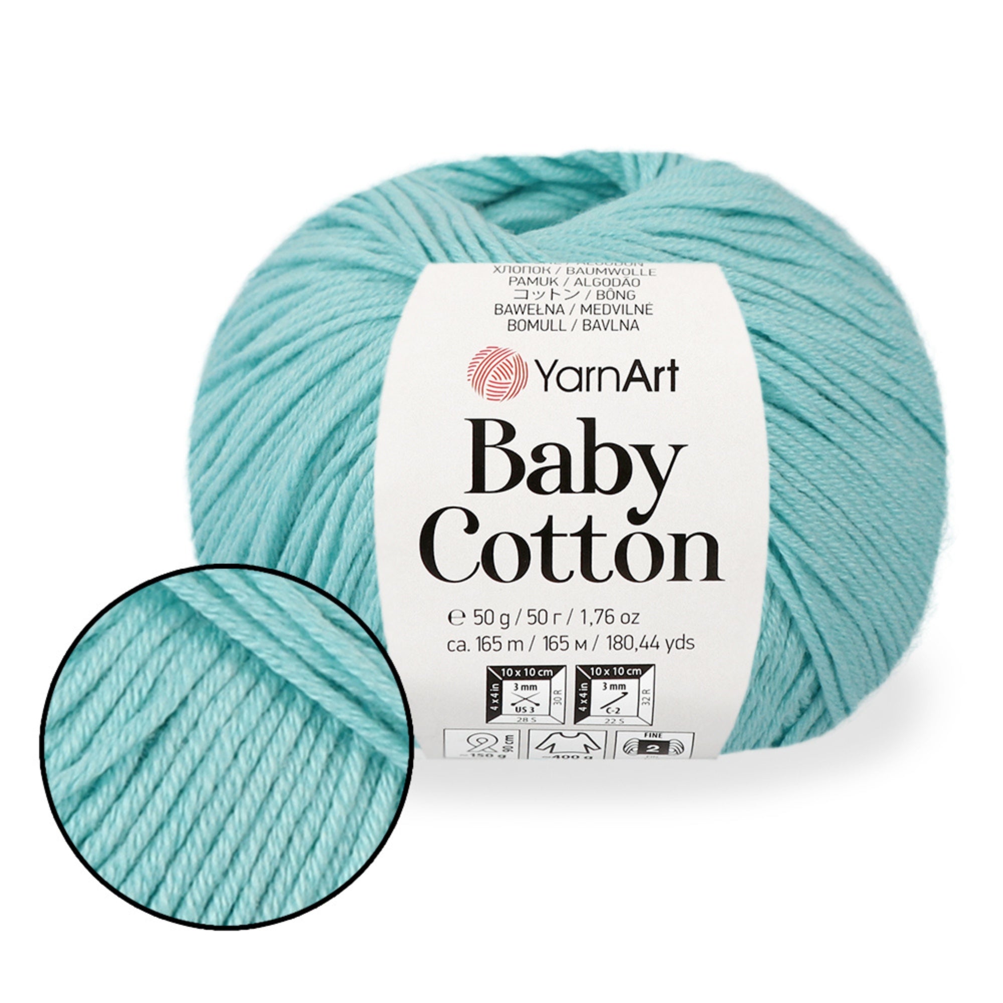 Yarnart Baby Cotton, 13 colors, 1.76 oz / 180 yds