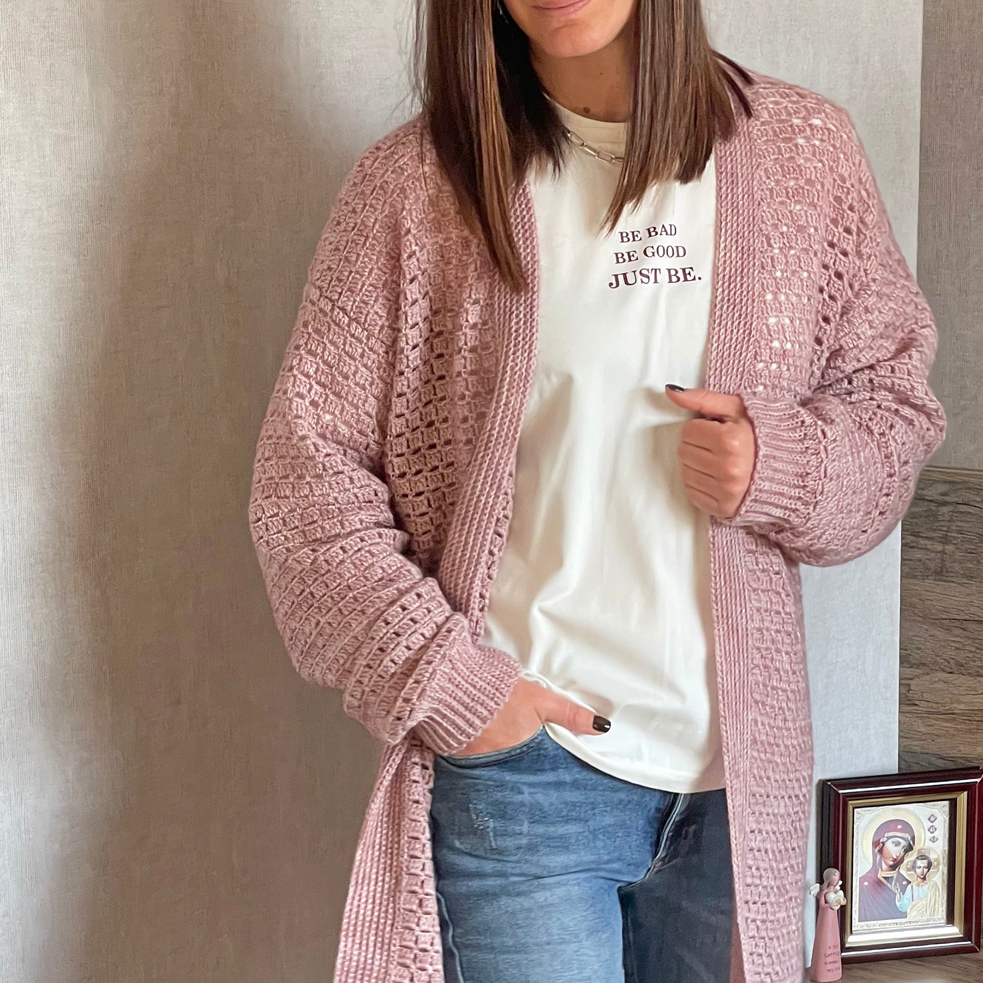 Pink Mist Cardigan Crochet Kit (skill level Intermediate)