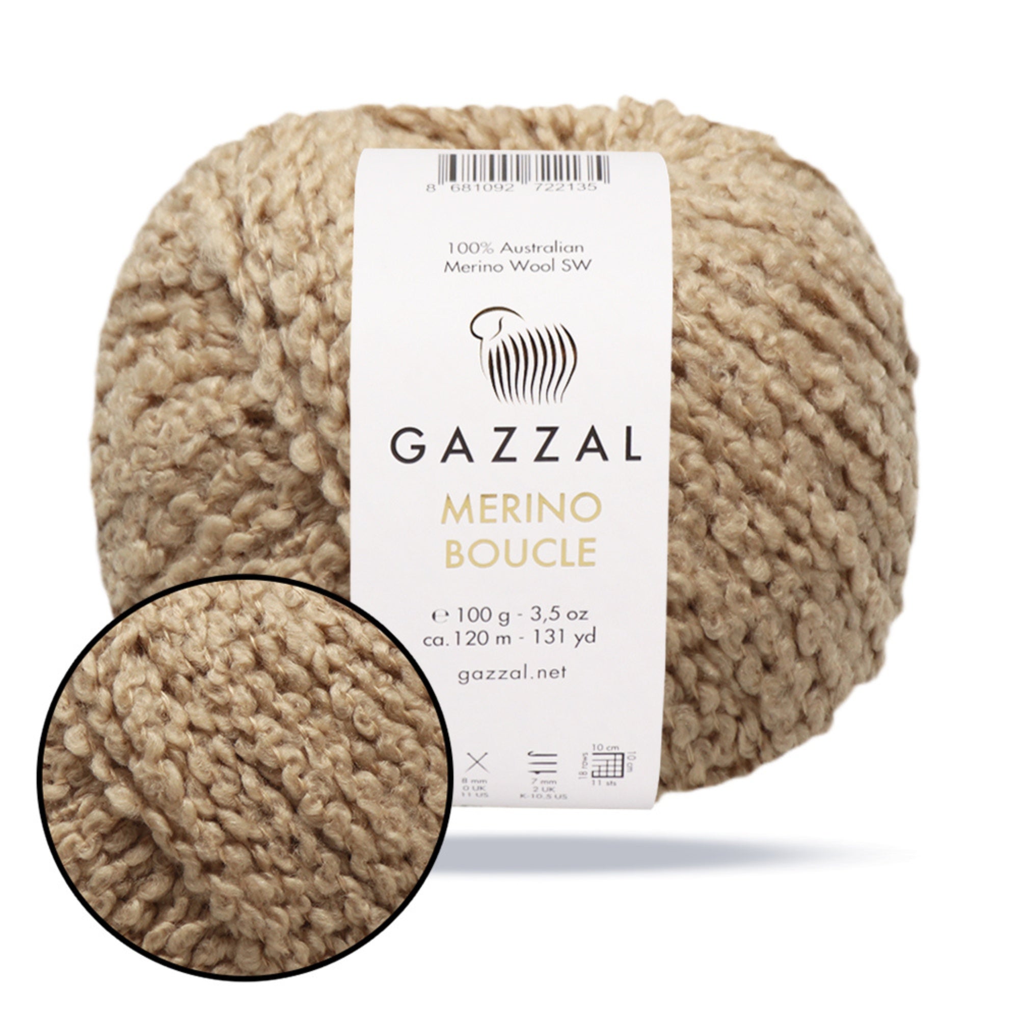 Gazzal Merino Boucle, 6 colors, 3.53 oz / 131 yds