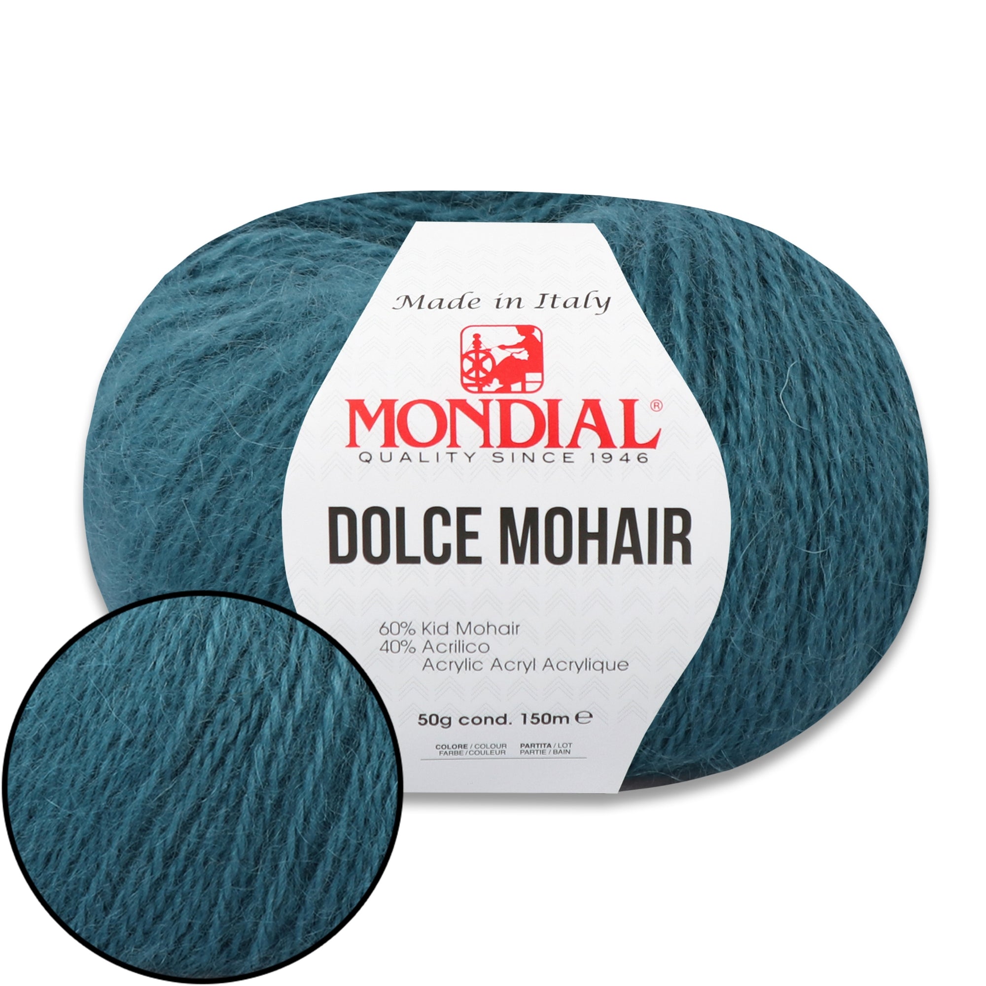 Mondial Dolce Mohair, 27 colors, 1.76 oz / 164 yds