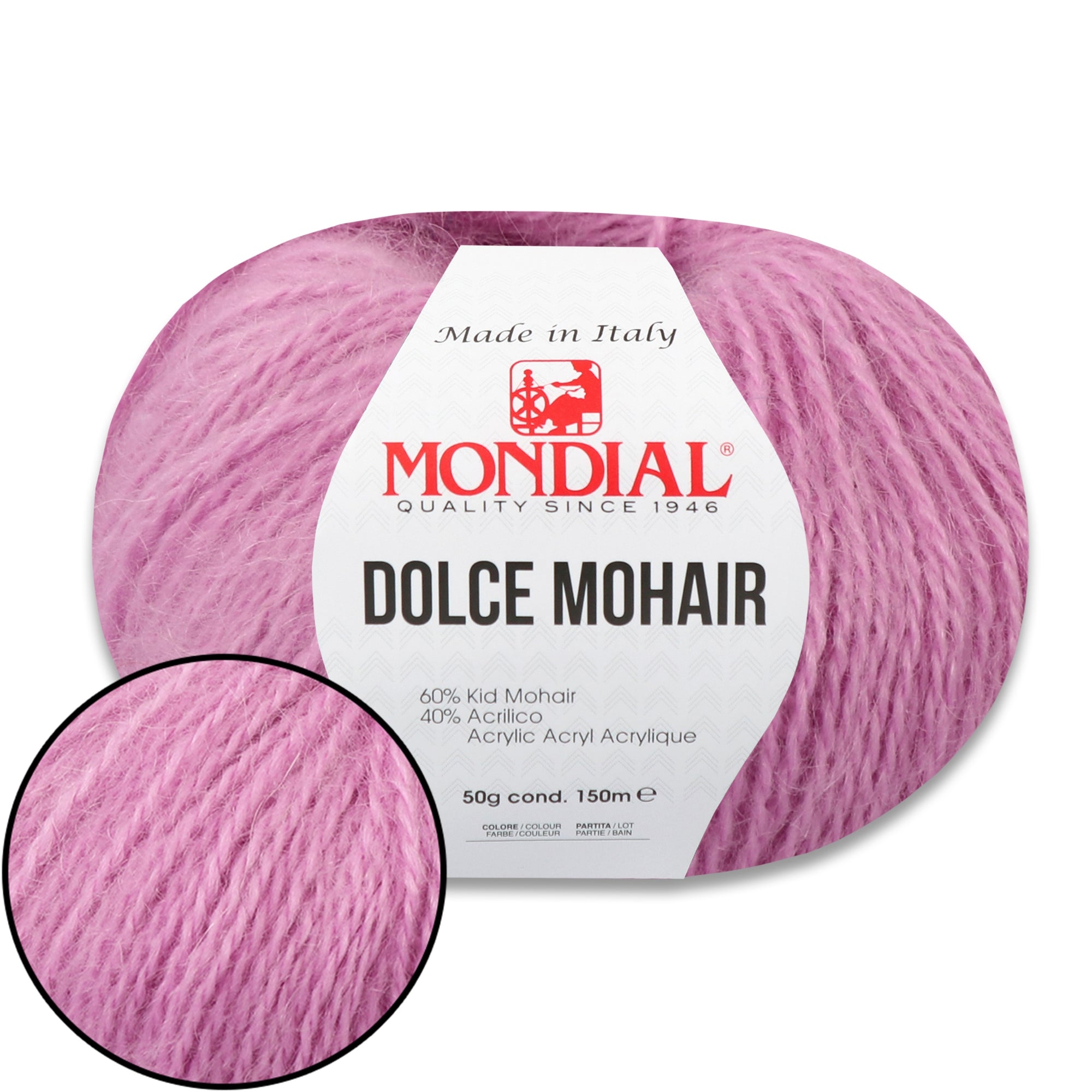 Mondial Dolce Mohair, 27 colors, 1.76 oz / 164 yds