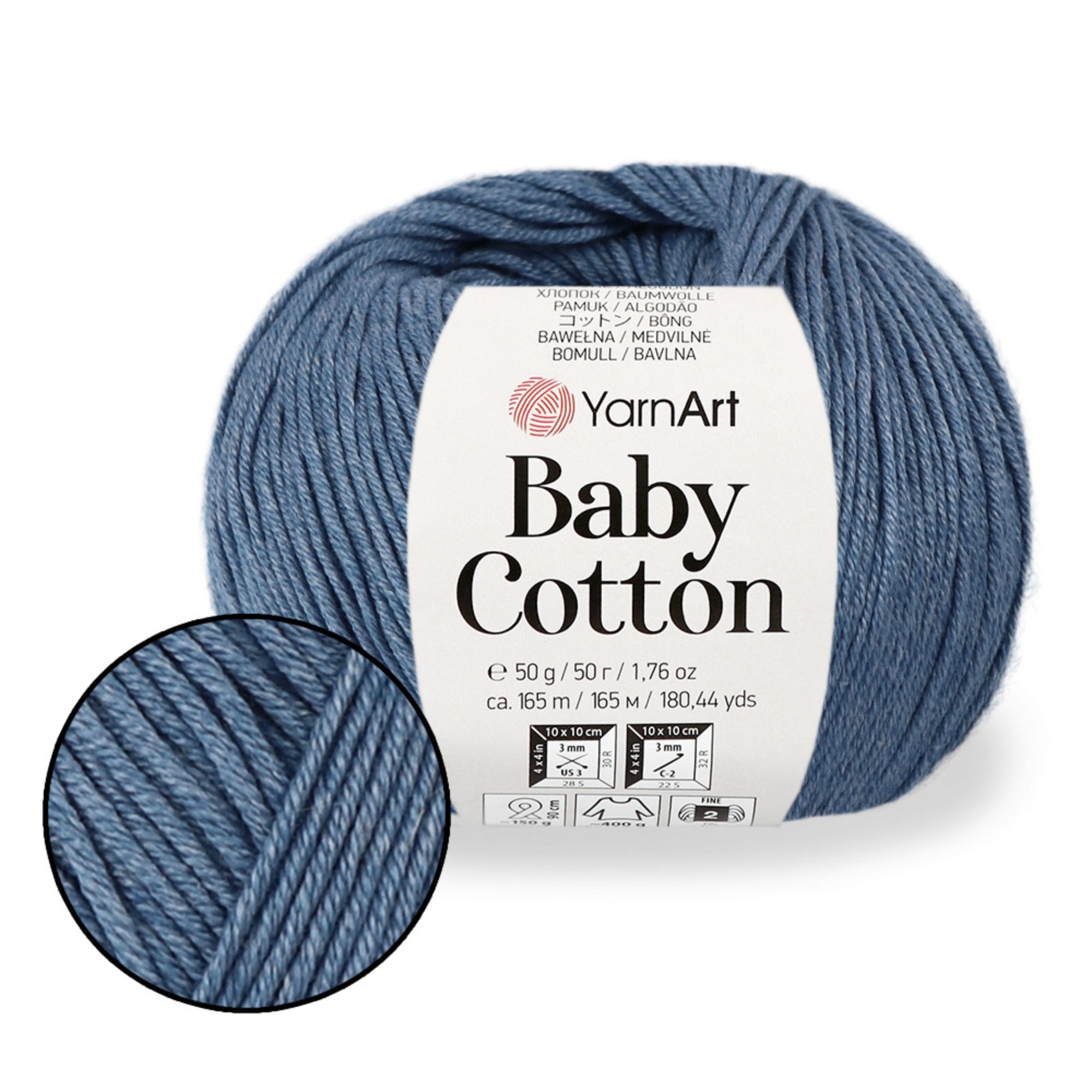 Yarnart Baby Cotton, 13 colors, 1.76 oz / 180 yds