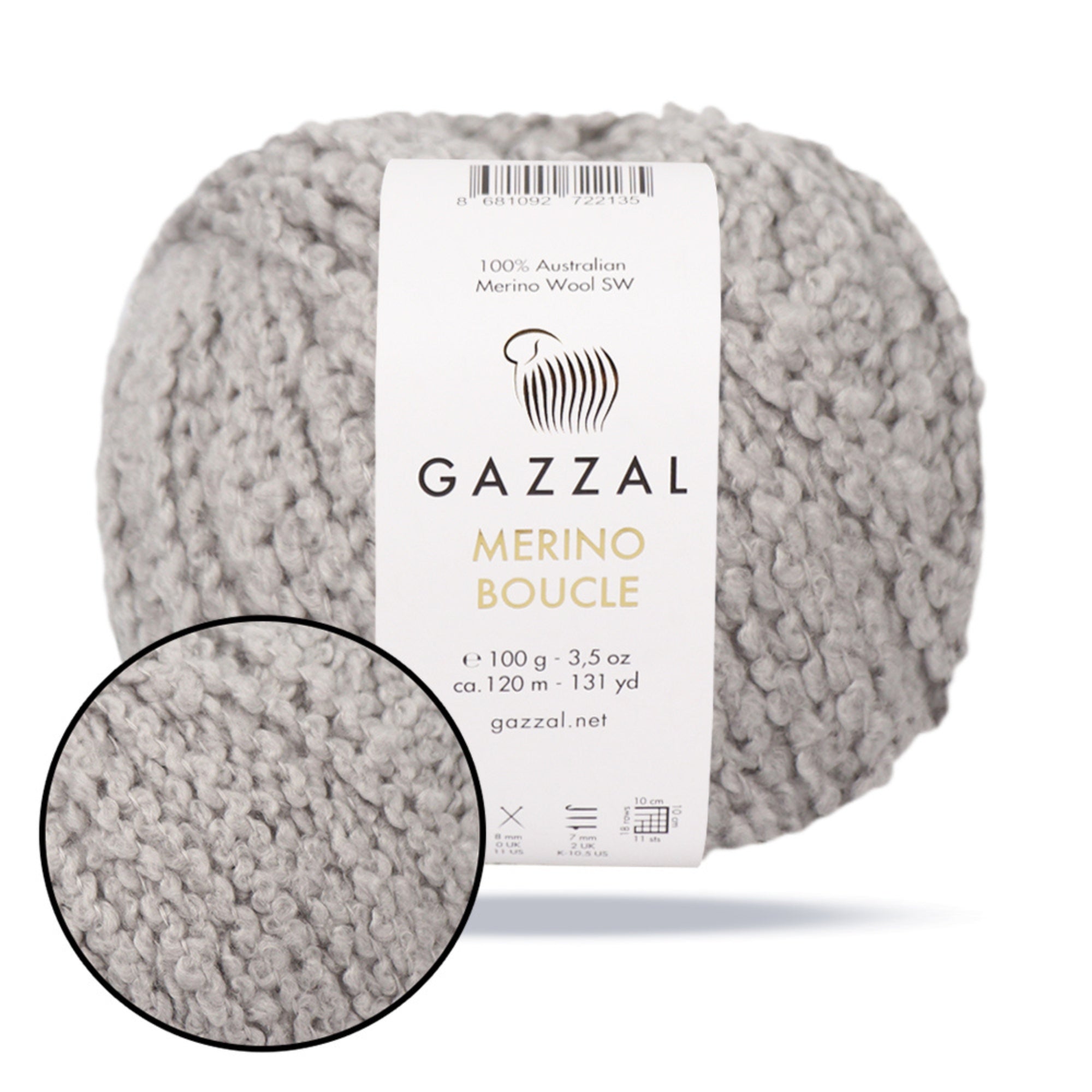 Gazzal Merino Boucle, 6 colors, 3.53 oz / 131 yds
