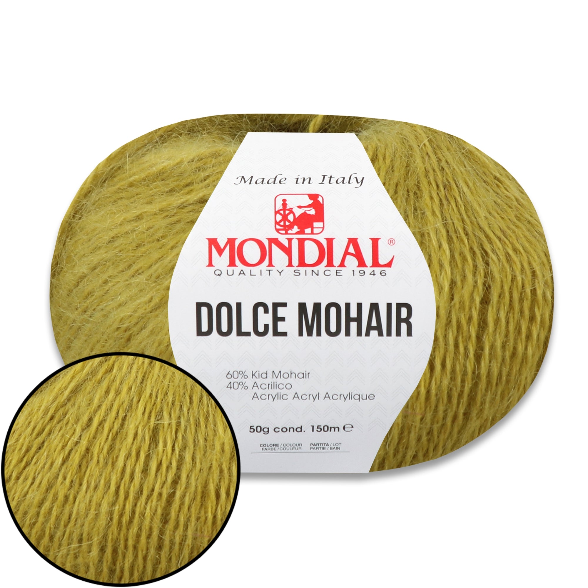 Mondial Dolce Mohair, 27 colors, 1.76 oz / 164 yds