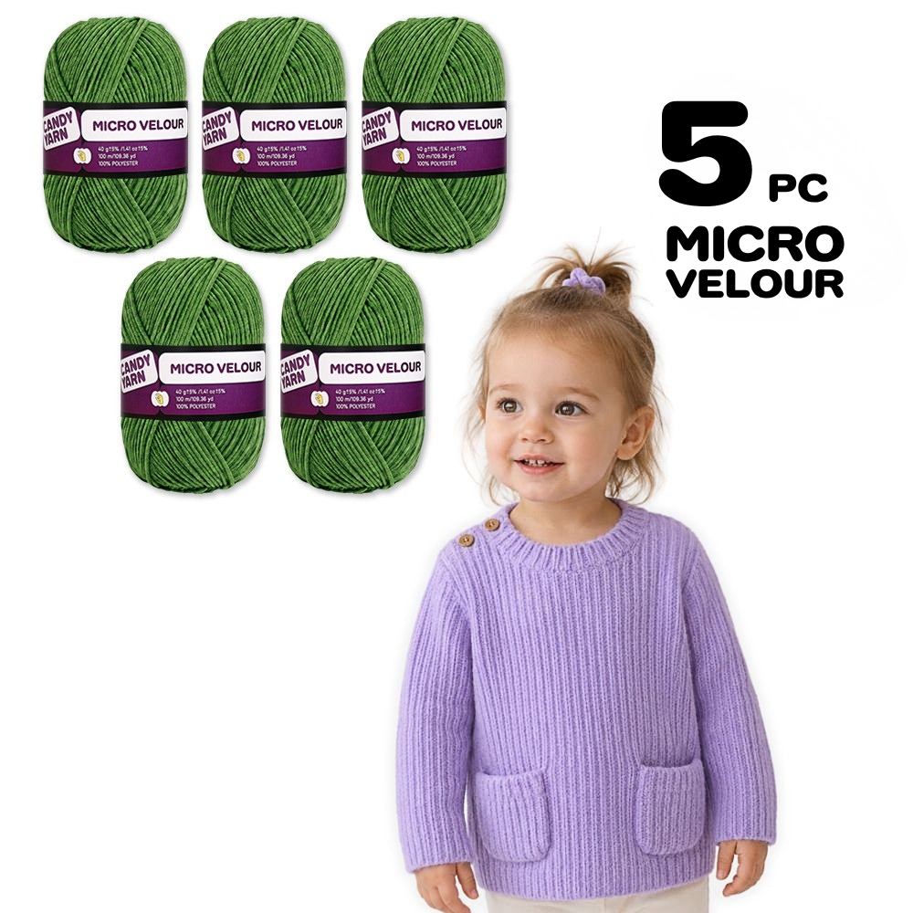 Candy-yarn Micro Velour, 5 Pack of 1.41 oz / 109 yds
