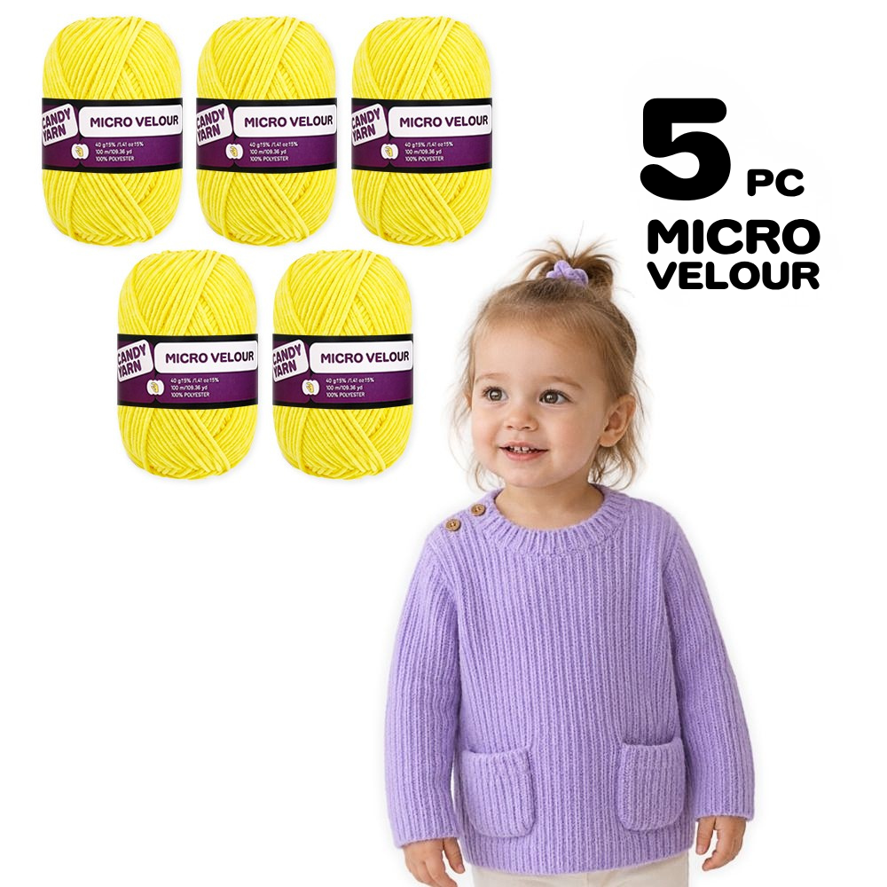 Candy-yarn Micro Velour, 5 Pack of 1.41 oz / 109 yds