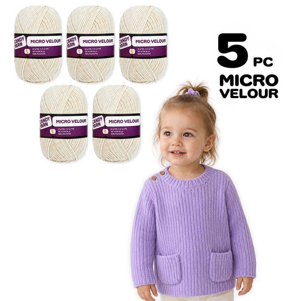 Candy-yarn Micro Velour, 5 Pack of 1.41 oz / 109 yds