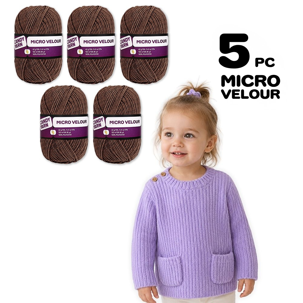 Candy-yarn Micro Velour, 5 Pack of 1.41 oz / 109 yds