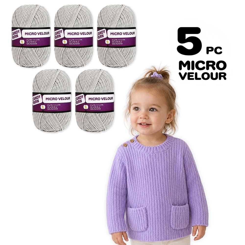 Candy-yarn Micro Velour, 5 Pack of 1.41 oz / 109 yds