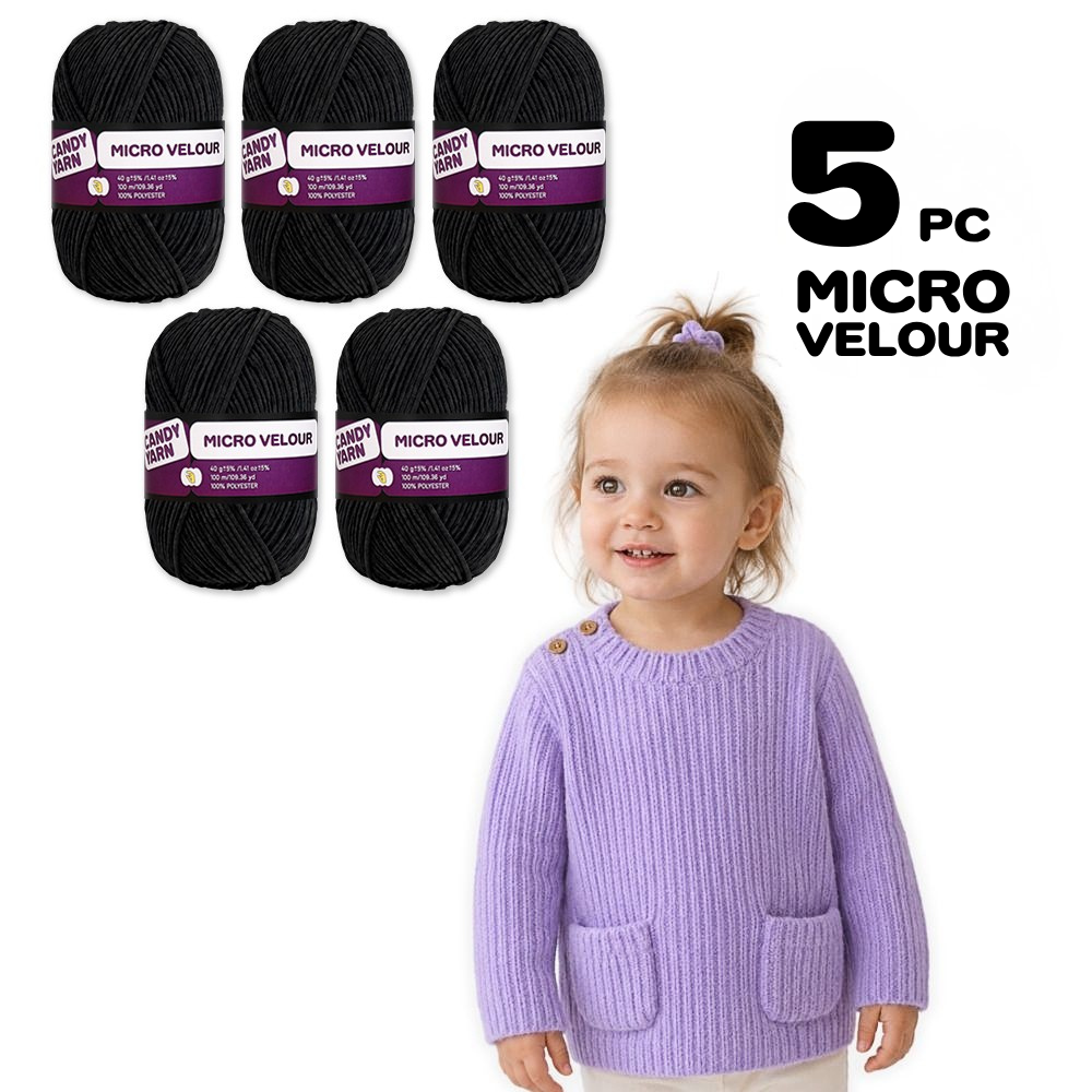 Candy-yarn Micro Velour, 5 Pack of 1.41 oz / 109 yds