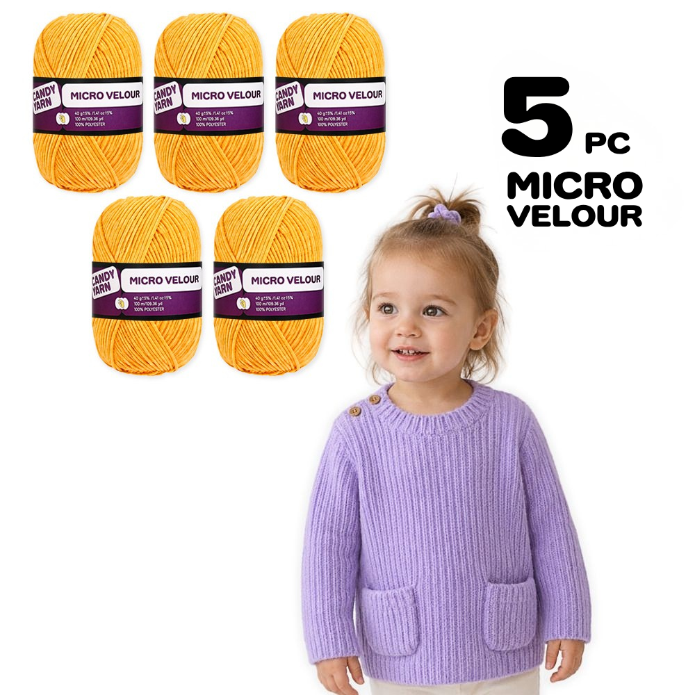 Candy-yarn Micro Velour, 5 Pack of 1.41 oz / 109 yds