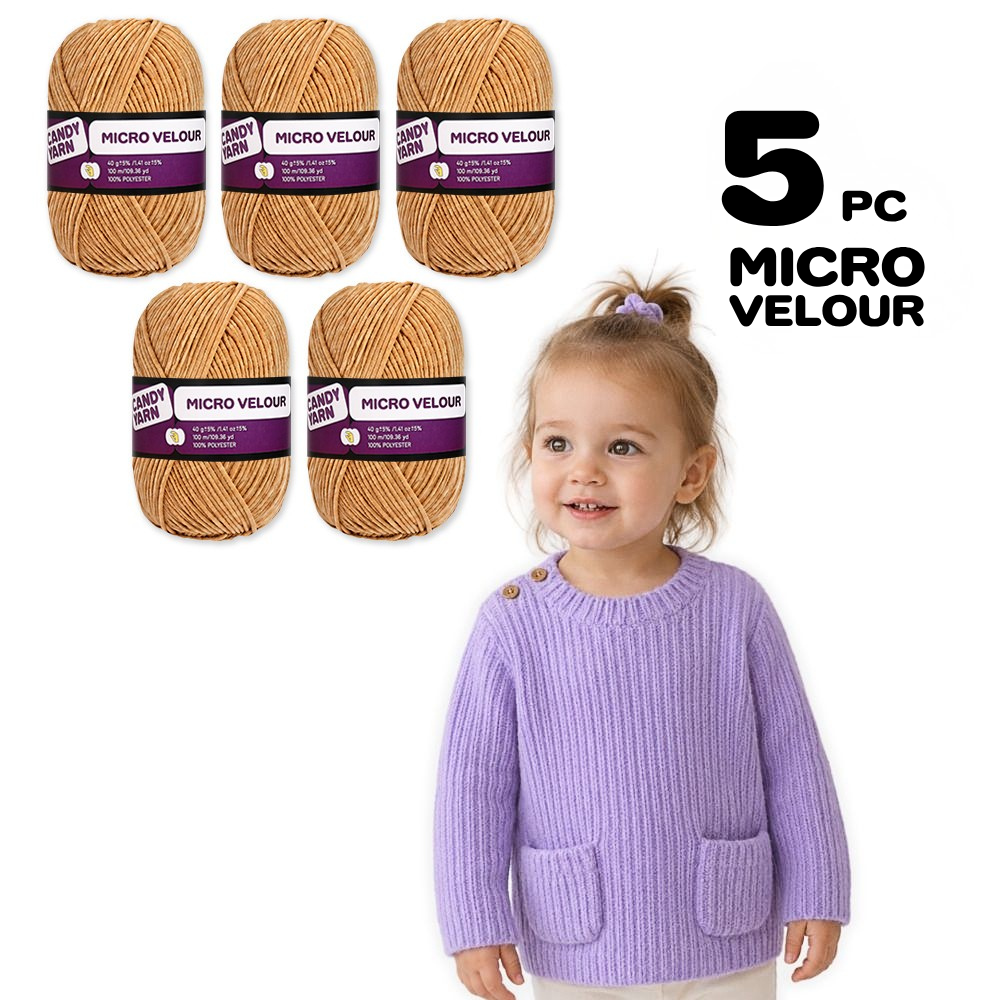 Candy-yarn Micro Velour, 5 Pack of 1.41 oz / 109 yds